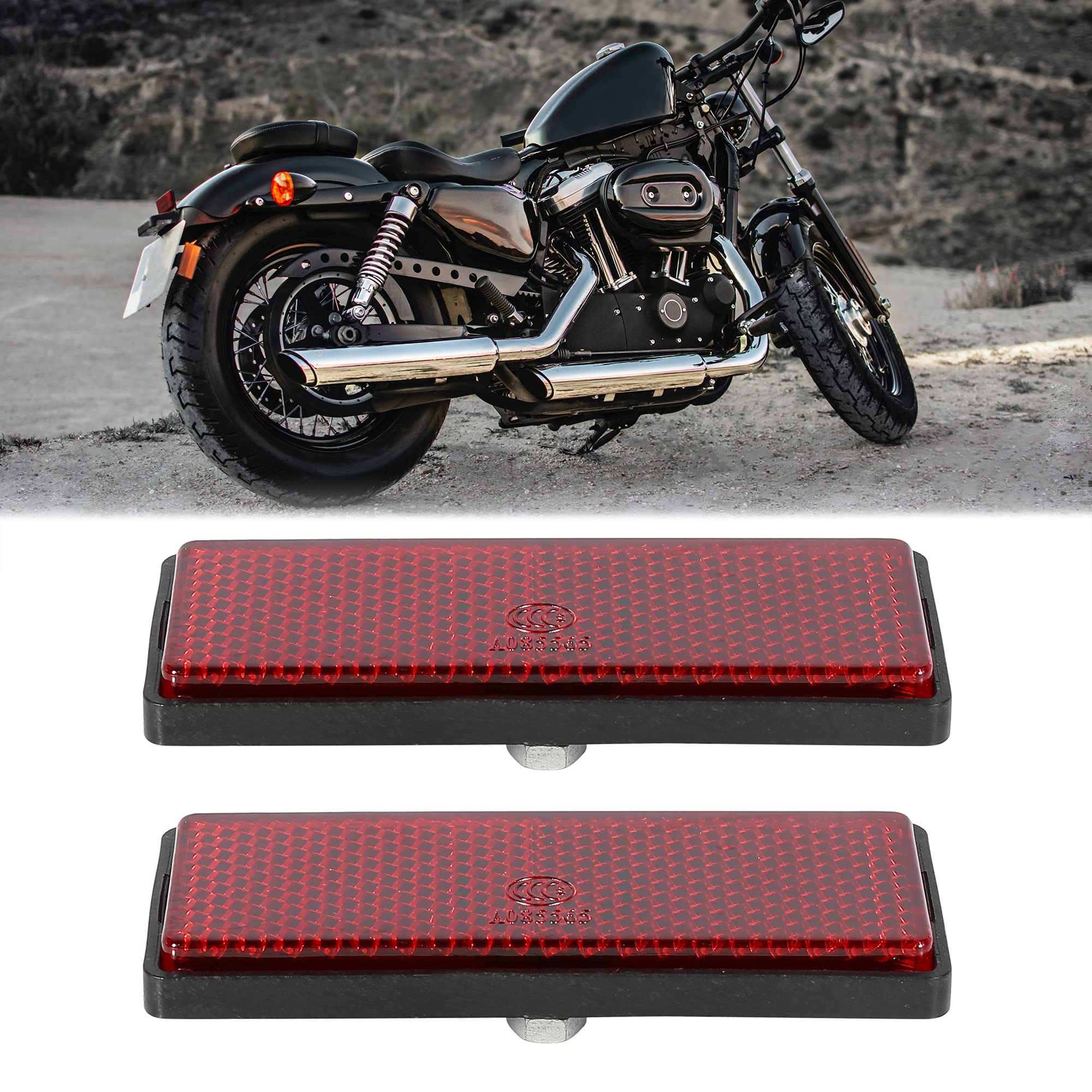 F Fierce Cycle Pair M6X1.0 Red Rectangle Universal Screw Mount Reflective Warning Reflector For Motorcycle Bike