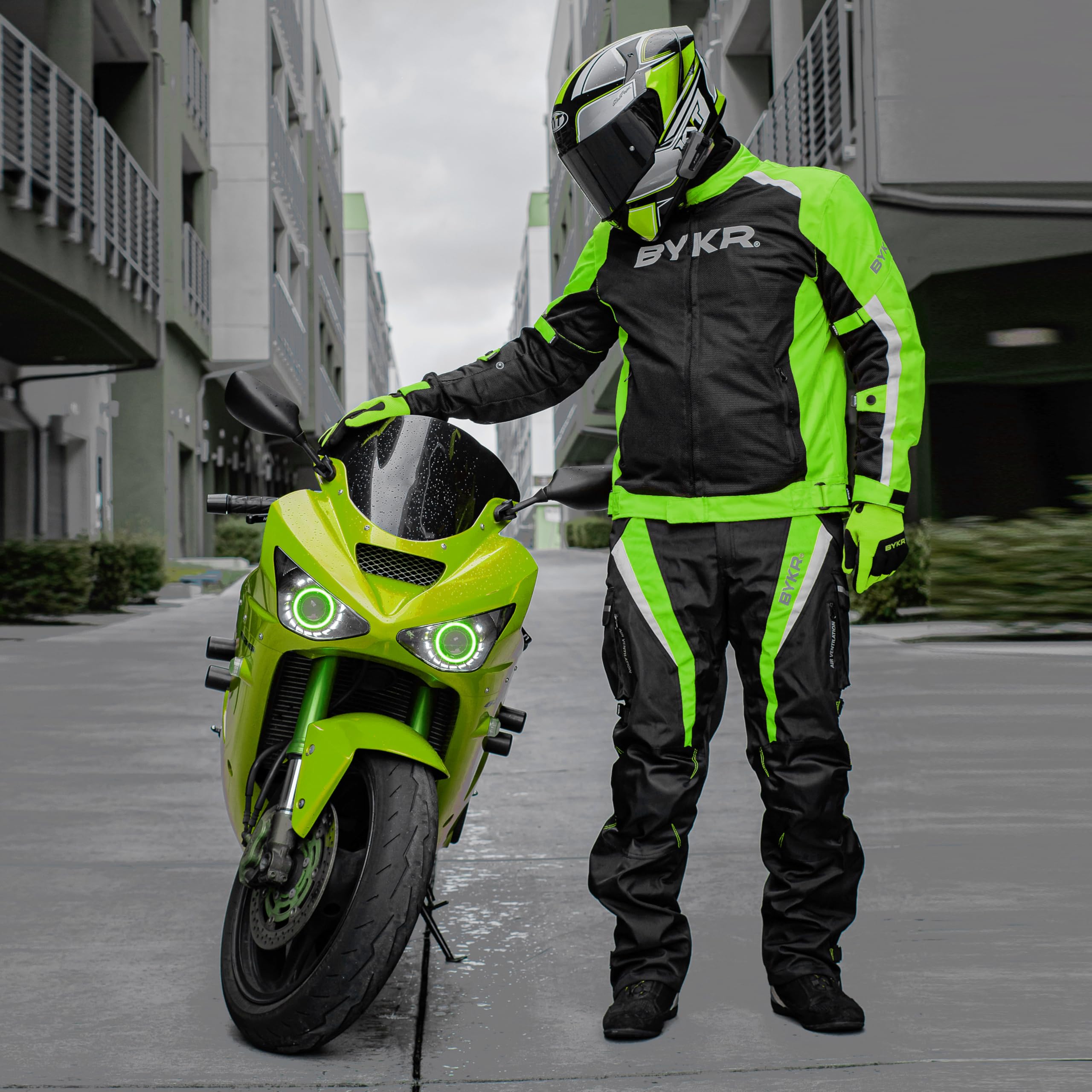 Bykr All-Weather Motorcycle Gloves For Men & Women - Protection For Dirt Bike, Bmx, Mx, And Atv Riding - Fl Green Xxl