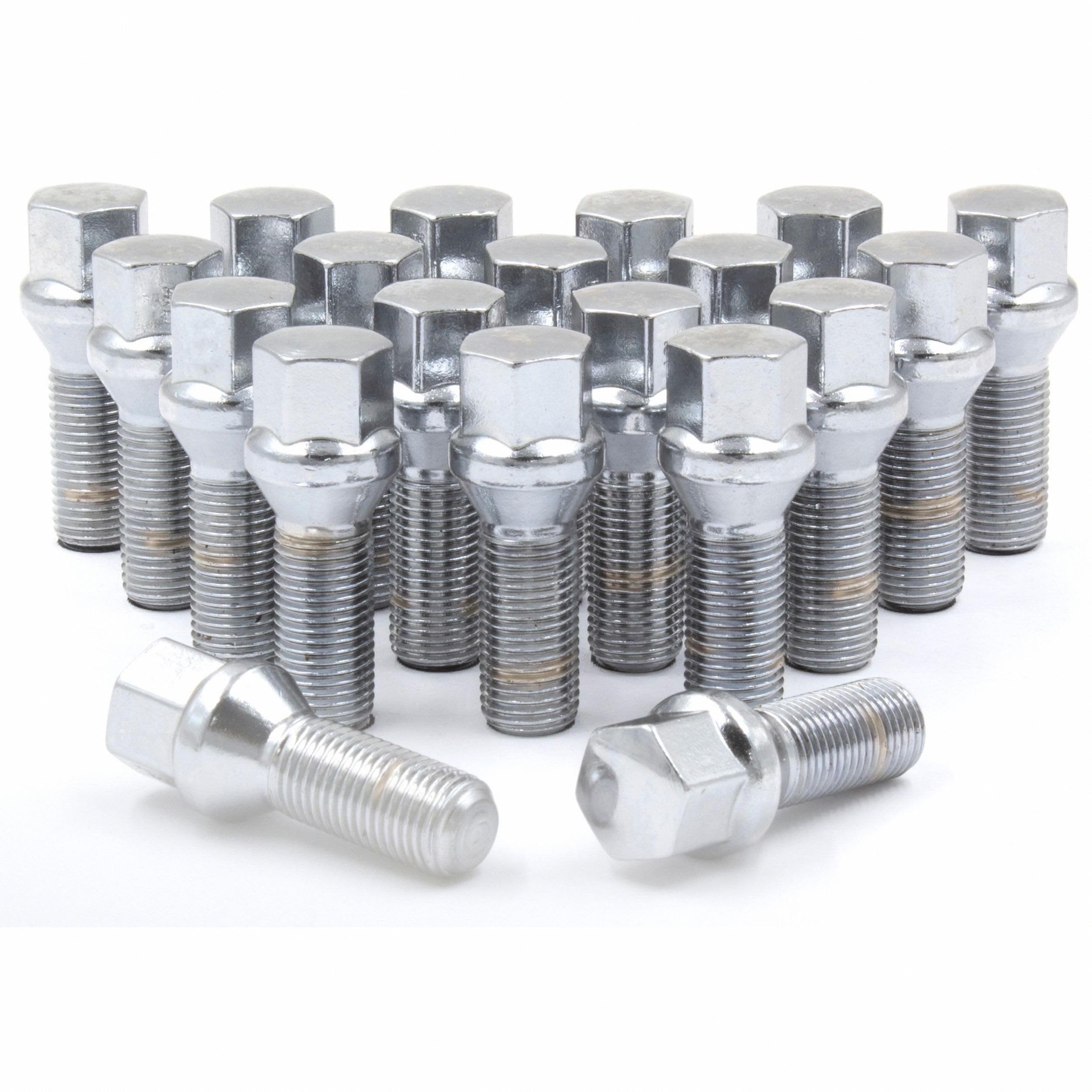 Wheel Accessories Parts 20 Pcs M14 X 1.5 14 X 1.5 Thread Acorn Seat Lug Bolt 17Mm Hex 28Mm Thread Length Chrome Lug Nuts For Bmw 2002-08 7 Series (E65)(E66) | 2004-10 X3 (E83) | 2000-06 X5 (E53)