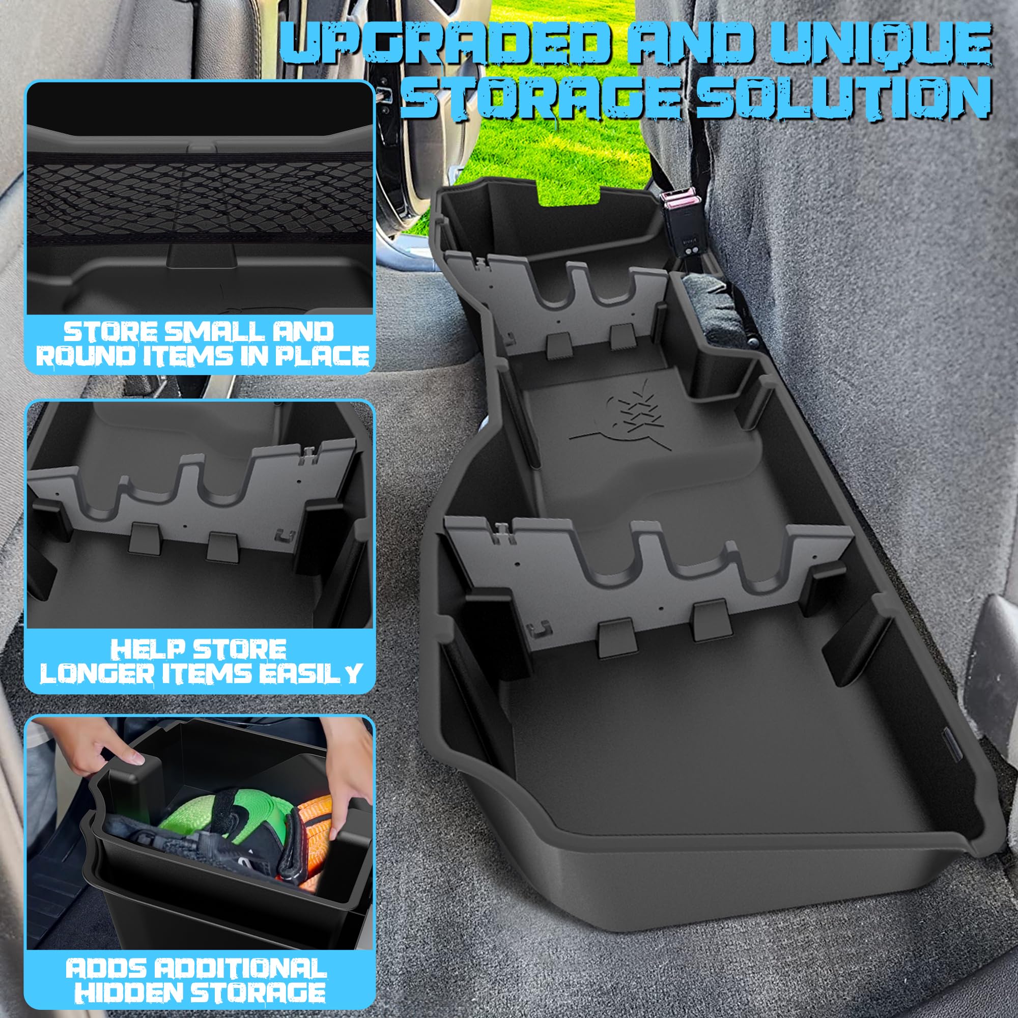 WHALEMOTOR Underseat Storage Compatible with Chevy Silverado/GMC Sierra Crew Cab 1500(2014-2018, 2019 Ld/Lt)&2500 3500 HD(2015-2
