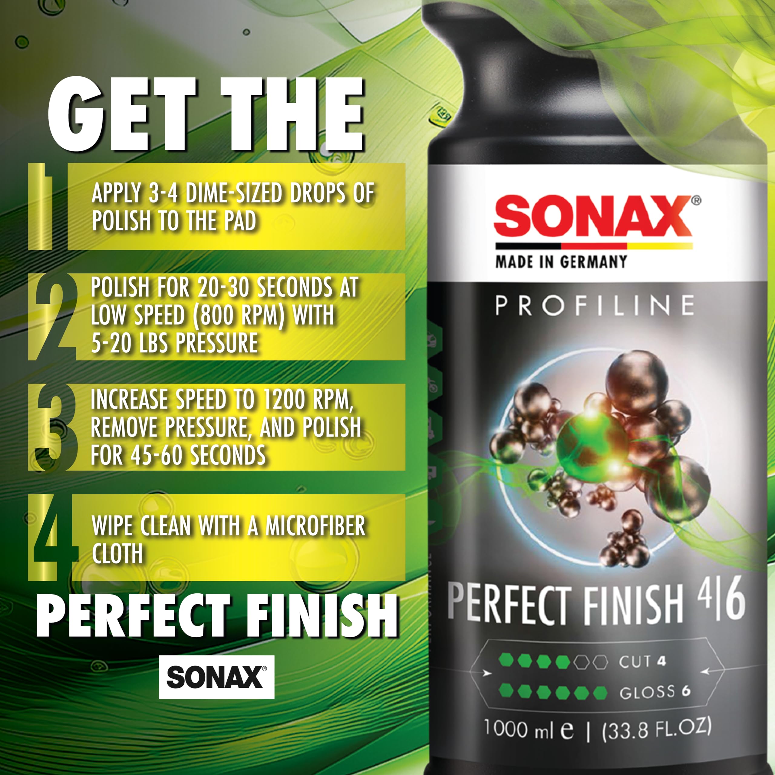 SONAX Perfect Finish 250ml - Scratch & Swirl Remover Polish for Paint Correction, High Gloss Black Paint Polish, No Fillers, 8.45 fl oz