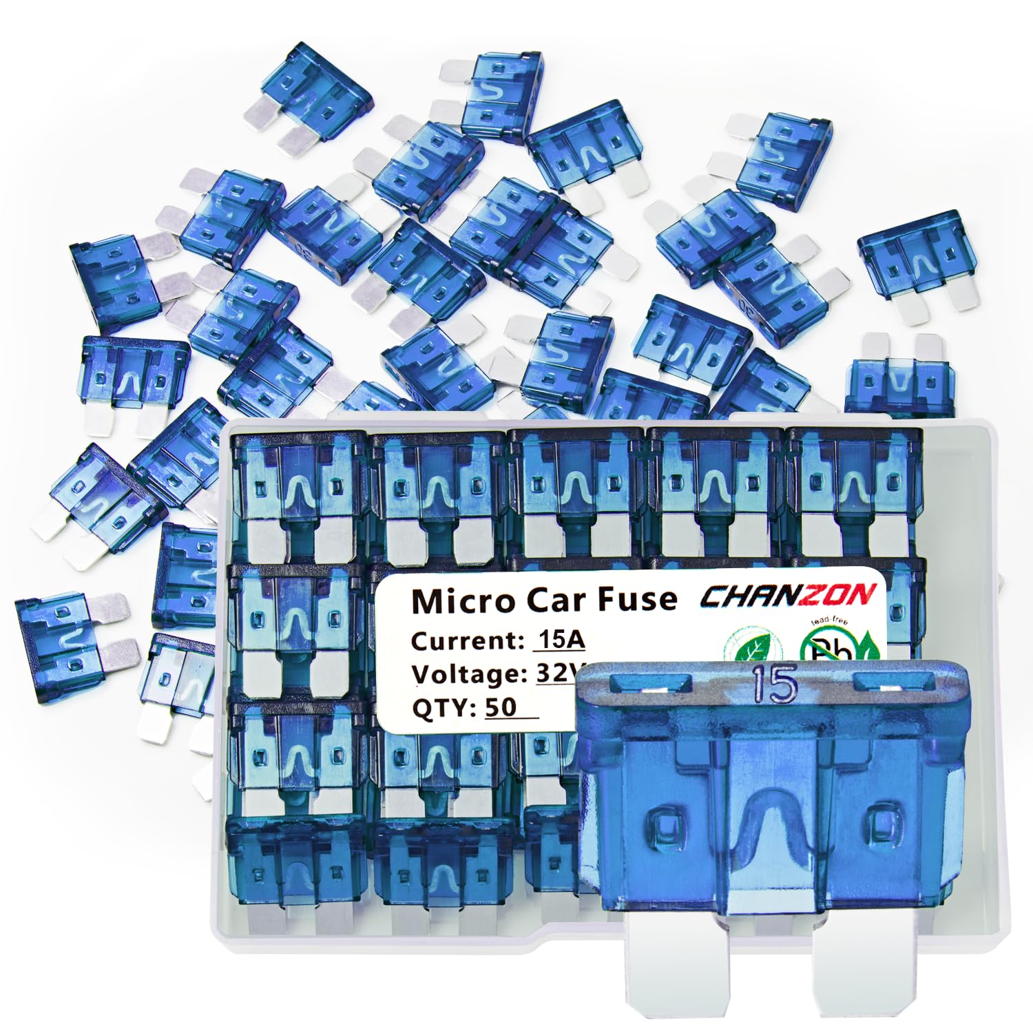 Chanzon 50Pcs Ul Listed 15A Standard Blade Fuse Atc/Ato/Apr 15 Amp 32V Auto Fuses Fast Blow For Automotive Car Rv Truck Suv