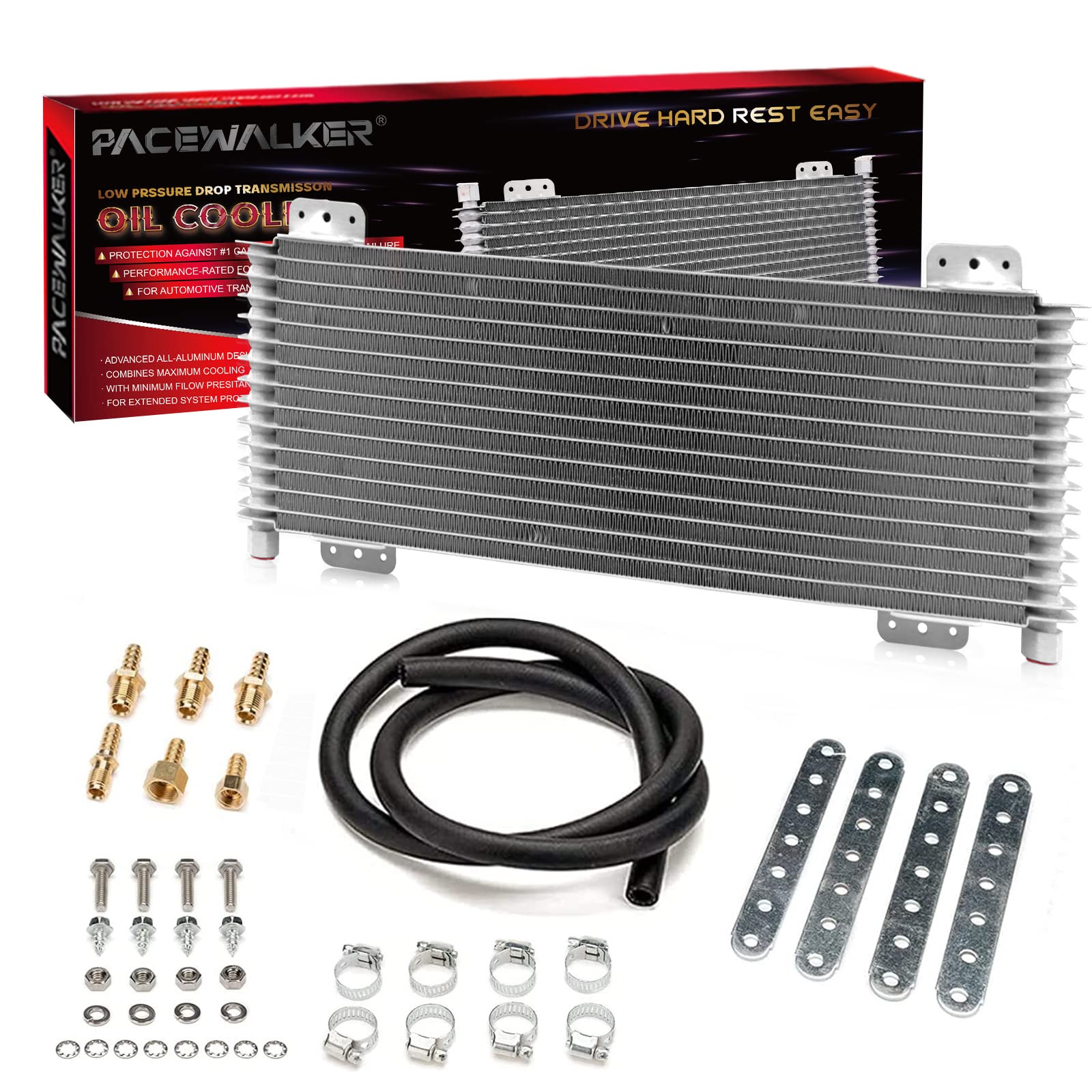 PACEWALKER Transmission Oil Cooler 40,000 GVW Low Pressure Drop LPD47391 47391 with Mounting Hardware