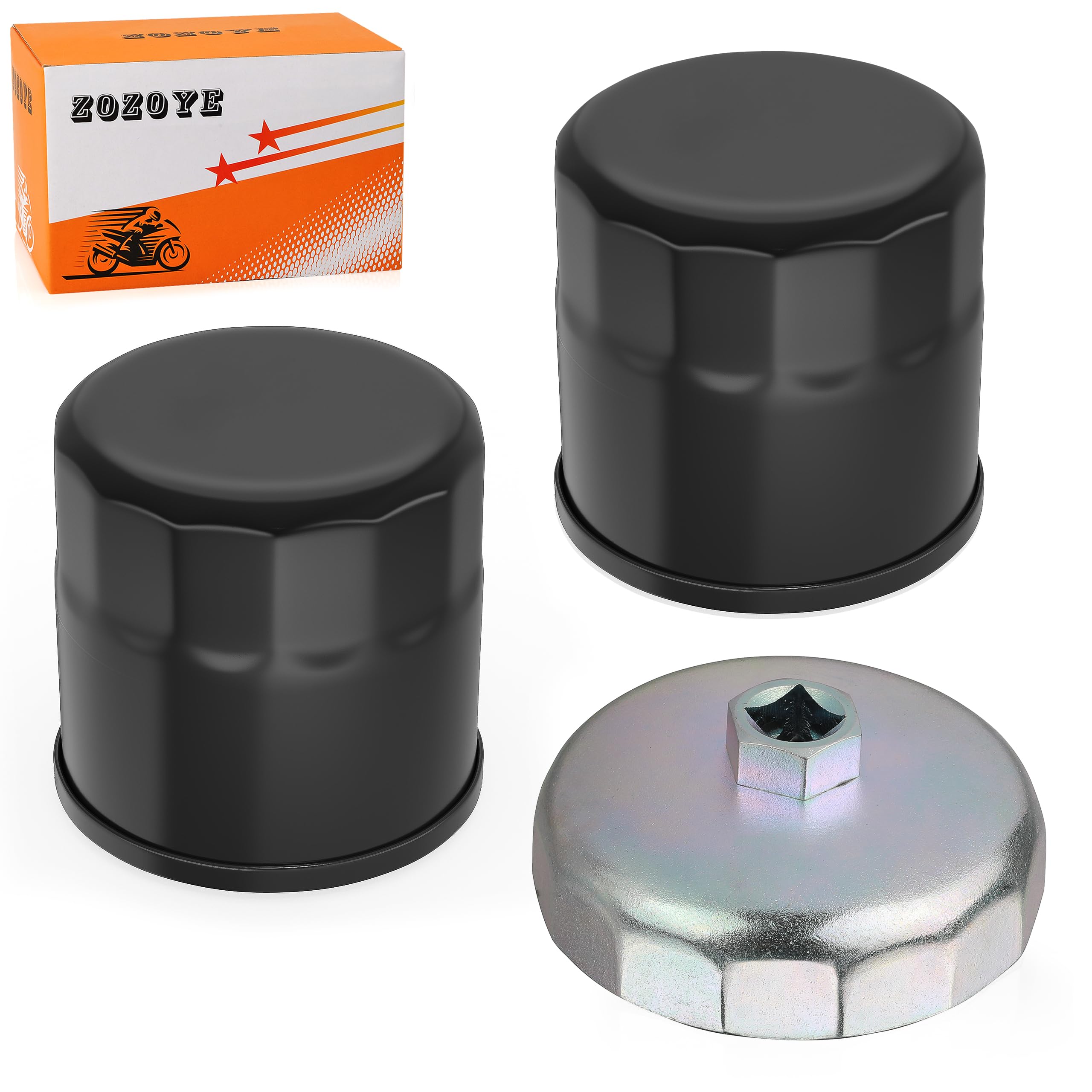 2Pcs Oil Filter 20mm & Wrench Tool for Kawasaki Bayou Prairie Brute Force 300 400 650 700 750 JT1200 JT1500 And Most Motorcycle