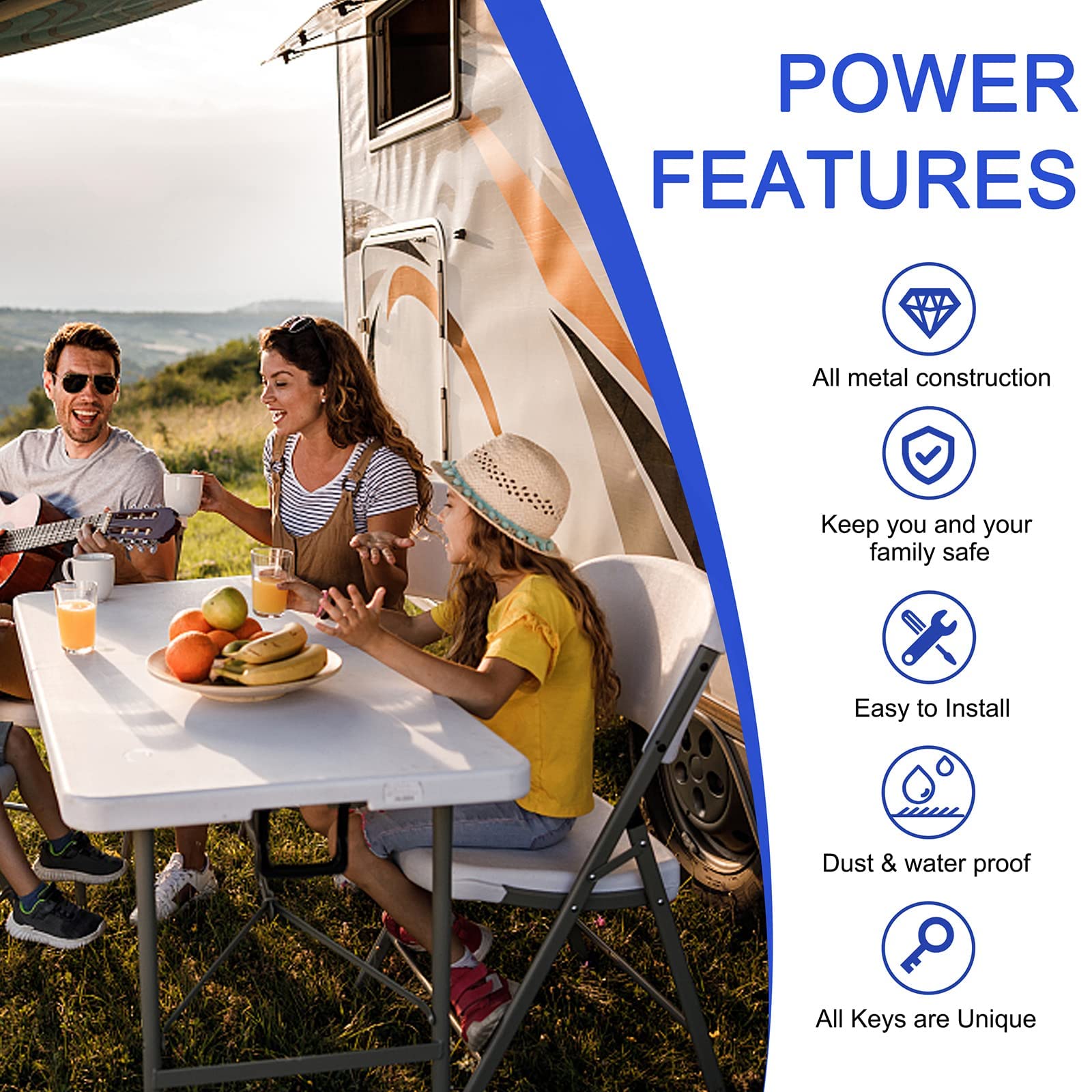 Ristow Upgraded Chrome Rv Door Locks Rl001 For Travel Trailers With Paddle Deadbolt, Camper Door Latch Lock Replacement Kit For Trailer Door Camper Horse Trailer Cargo Hauler