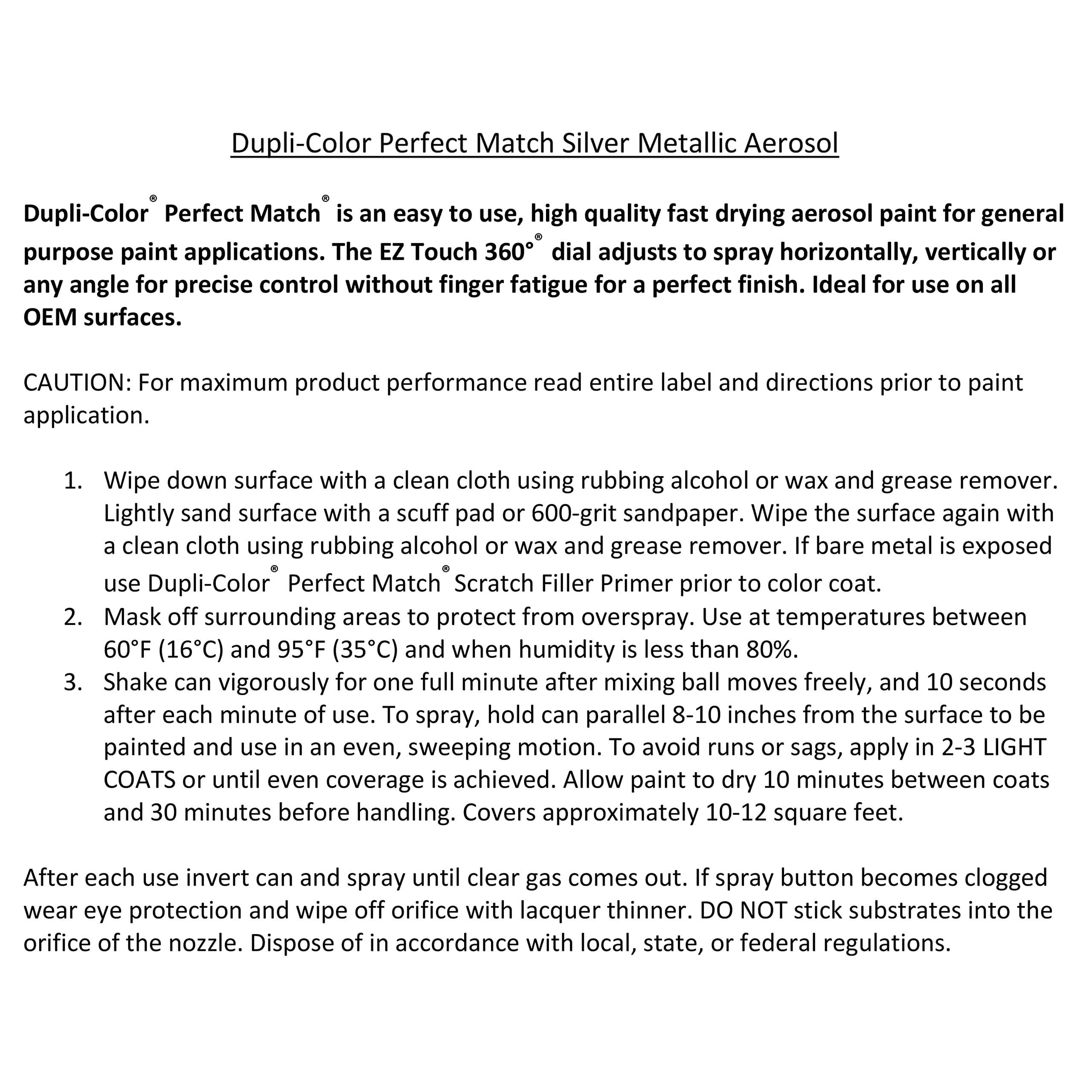 Dupli-Color Ebgm03407 Perfect Match Automotive Spray Paint – General Motors Silver Metallic, 12 Wa8535, 13 Wa7781 – 8 Oz. Aerosol Can