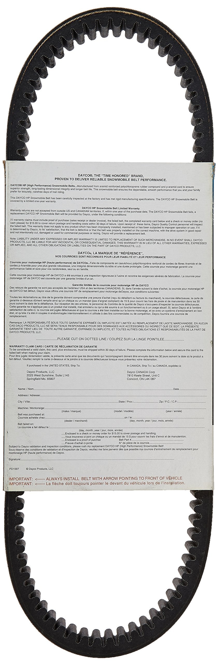 Dayco HP3019 Hi-Perf Drive Belt, Black