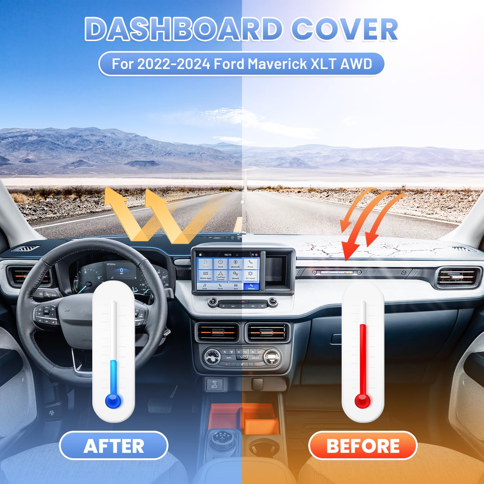 Sunsdrew Dash Cover For 2025 2024 2023 2022 Ford Maverick Dashboard Cover Mat For Maverick Accessories Suede Dash Mat Maverick S