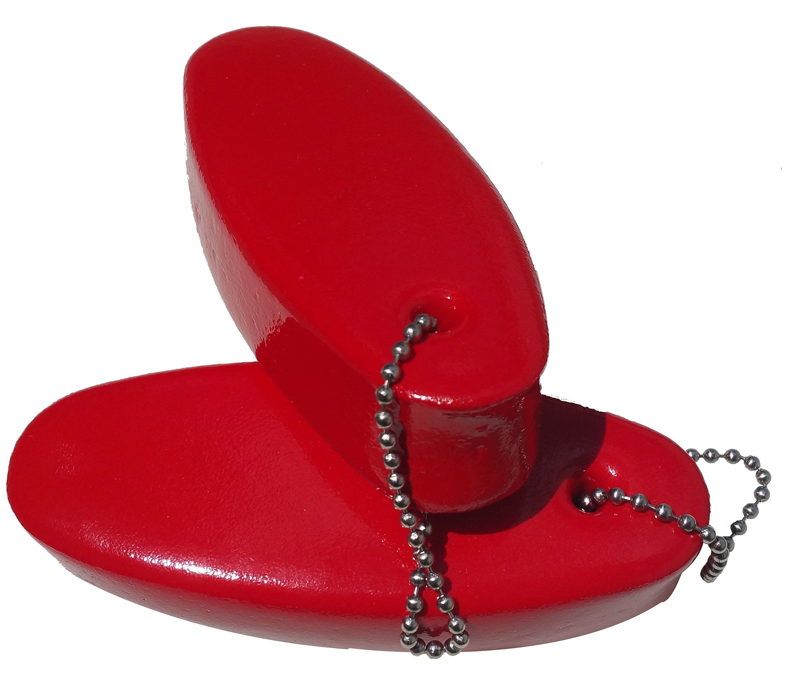 2 Pack Jumbo Vinyl Coated RED Floating Keychain Key Floats -Made in The USA- (Red)