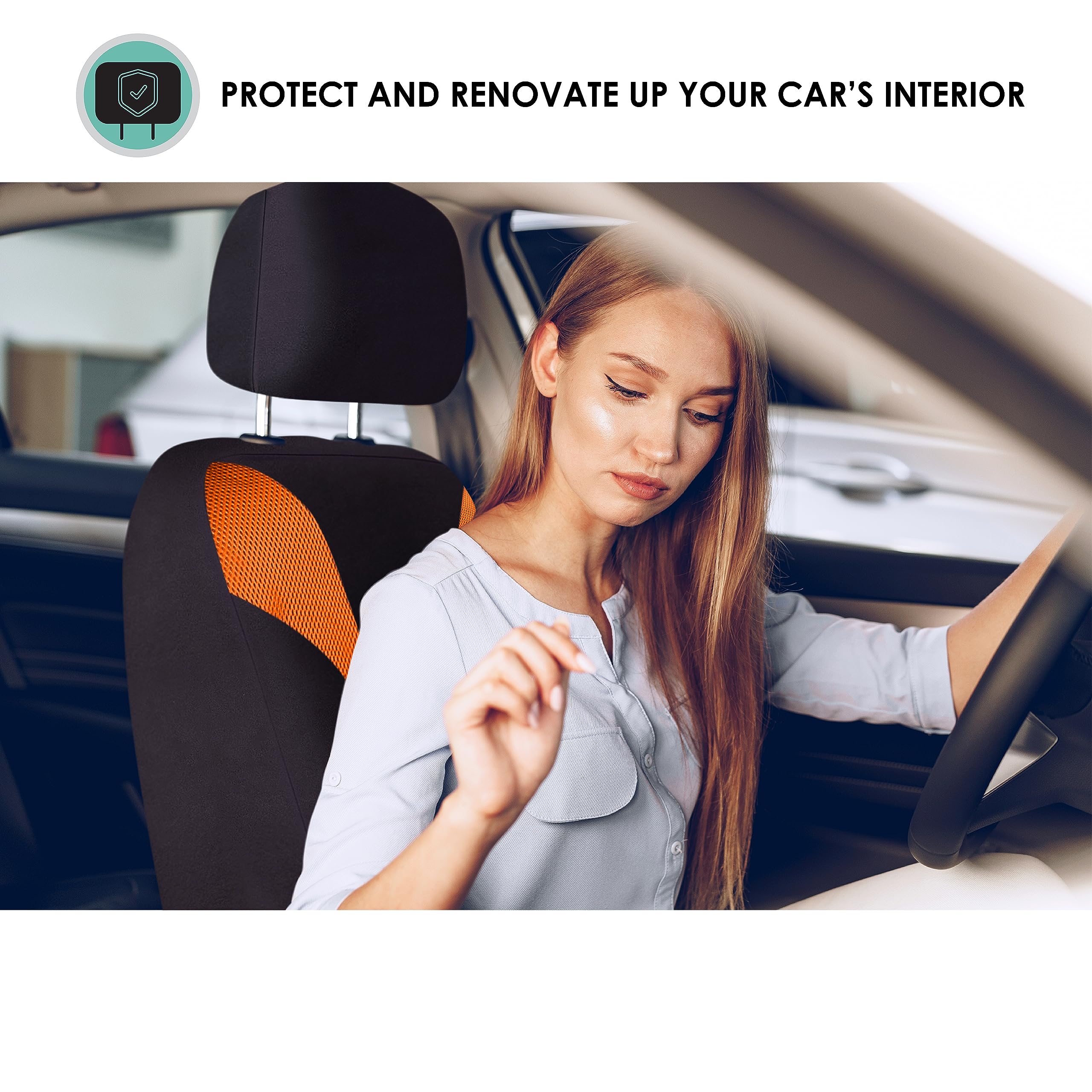 Fh Group Front Set Premium 3D Air Mesh Car Seat Covers For Low Back Car Seats With Removable Headrest, Airbag Compatible, Univer