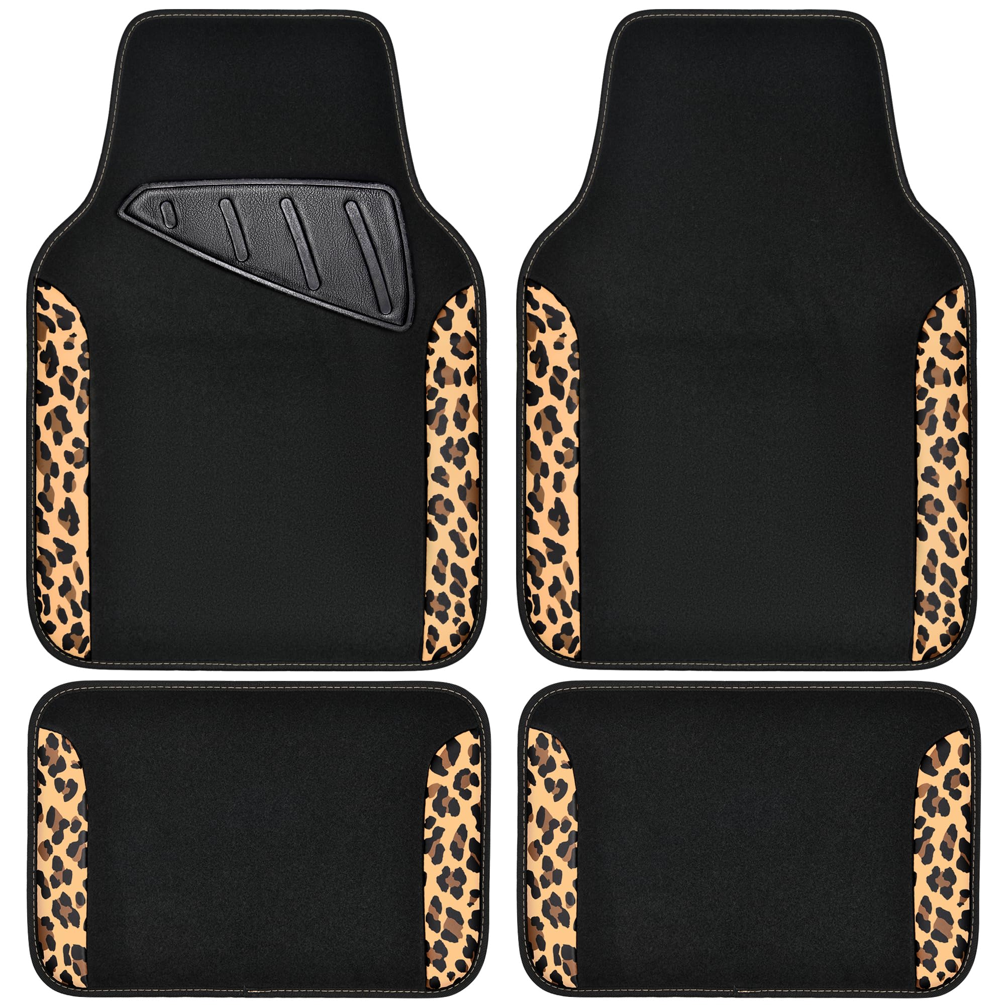 Car Pass Waterproof Universal Fit Car Floor Mats, Leopard Print Car Mats Fit For Suv,Vans,Sedans, Trucks,Set Of 4Pcs Car Carpet