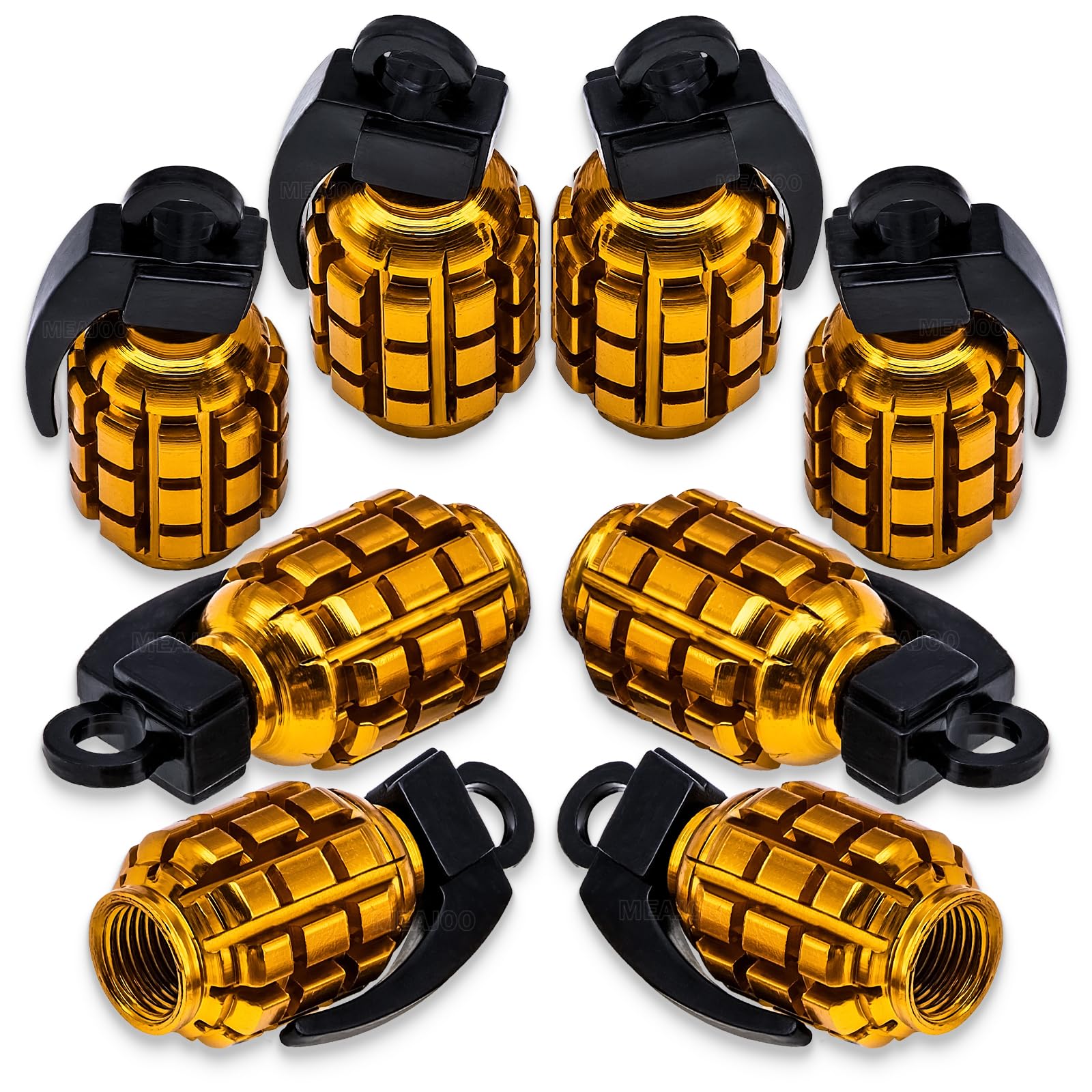 Meajoo 8Pcs Tire Valve Stem Caps, Stainless Steel Tire Valve Caps Wheel Valve Caps For Cars, Trucks, Suv, Motorcycles, Bike And 