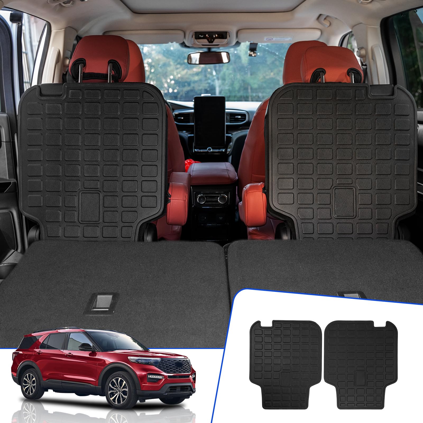 Rongtaod Back Seat Cover Protector Compatible With 2020-2025 Ford Explorer 6 Seats Back Seat Cover Kick Mat Trunk Mat Cargo Mat