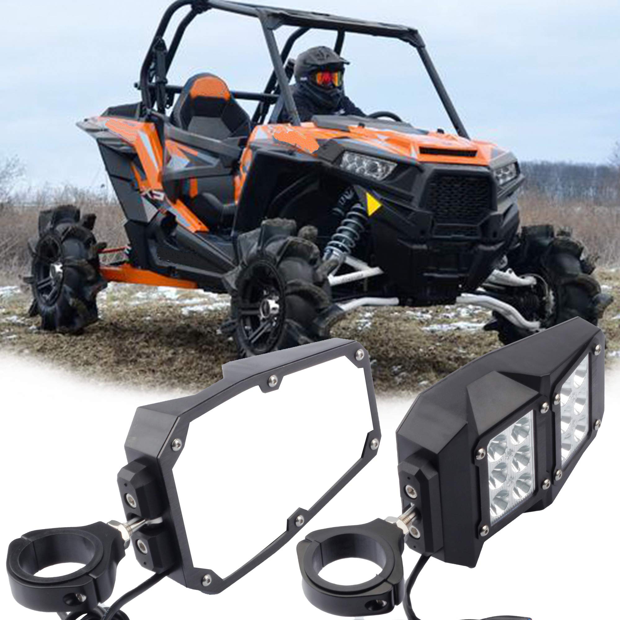 Dasbecan Utv Side Rear View Mirrors With Led Lamp Compatible With Polaris Ranger Rzr Can-Am Maverick Yamaha Rhino Arctic Cat Alm