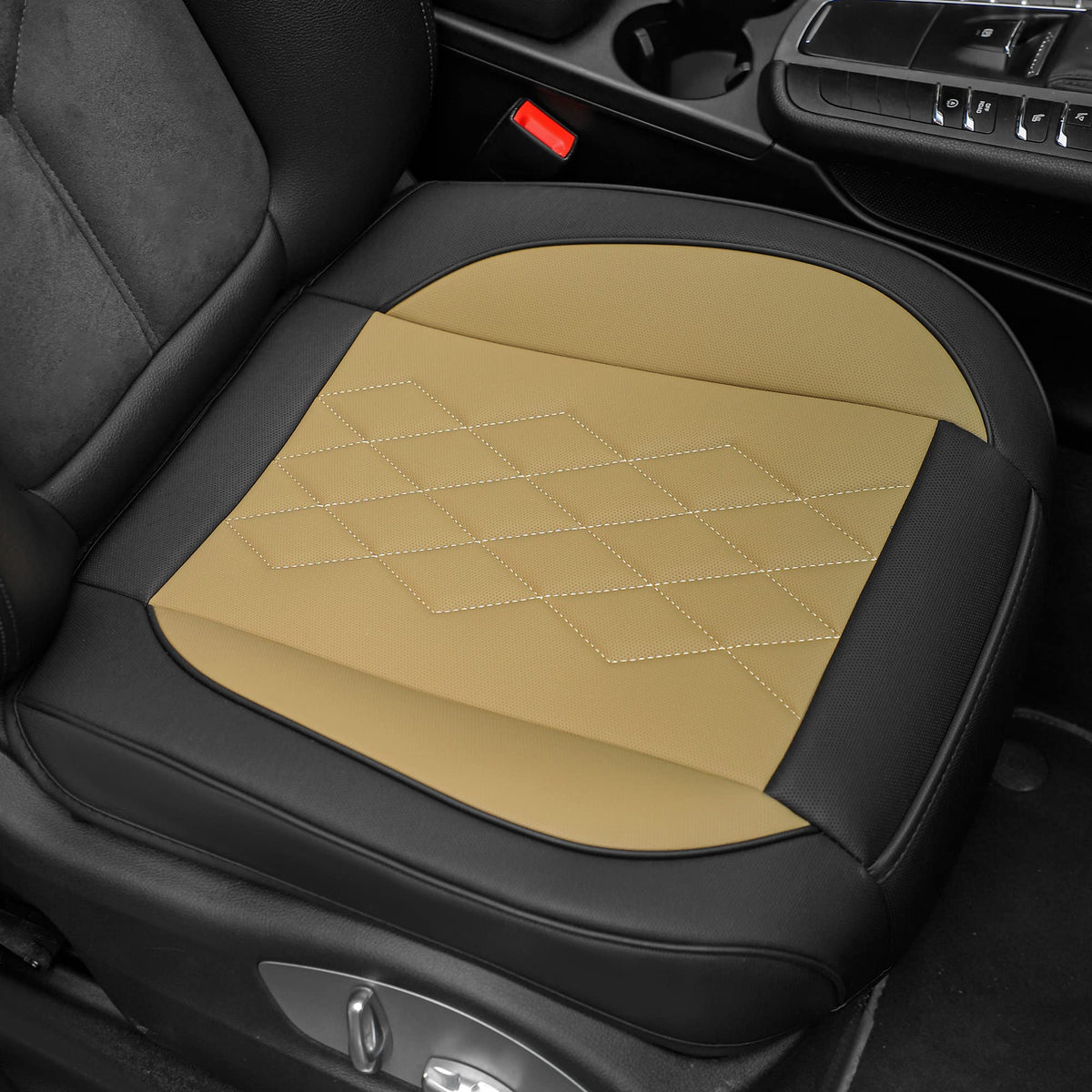 JOJOBAY Leather Car Seat Cover,Bottom Seat Covers for Cars,Front Seat Protector,Fit for 95% of Vehicles - Padded,Anti-Slip(1 PC,