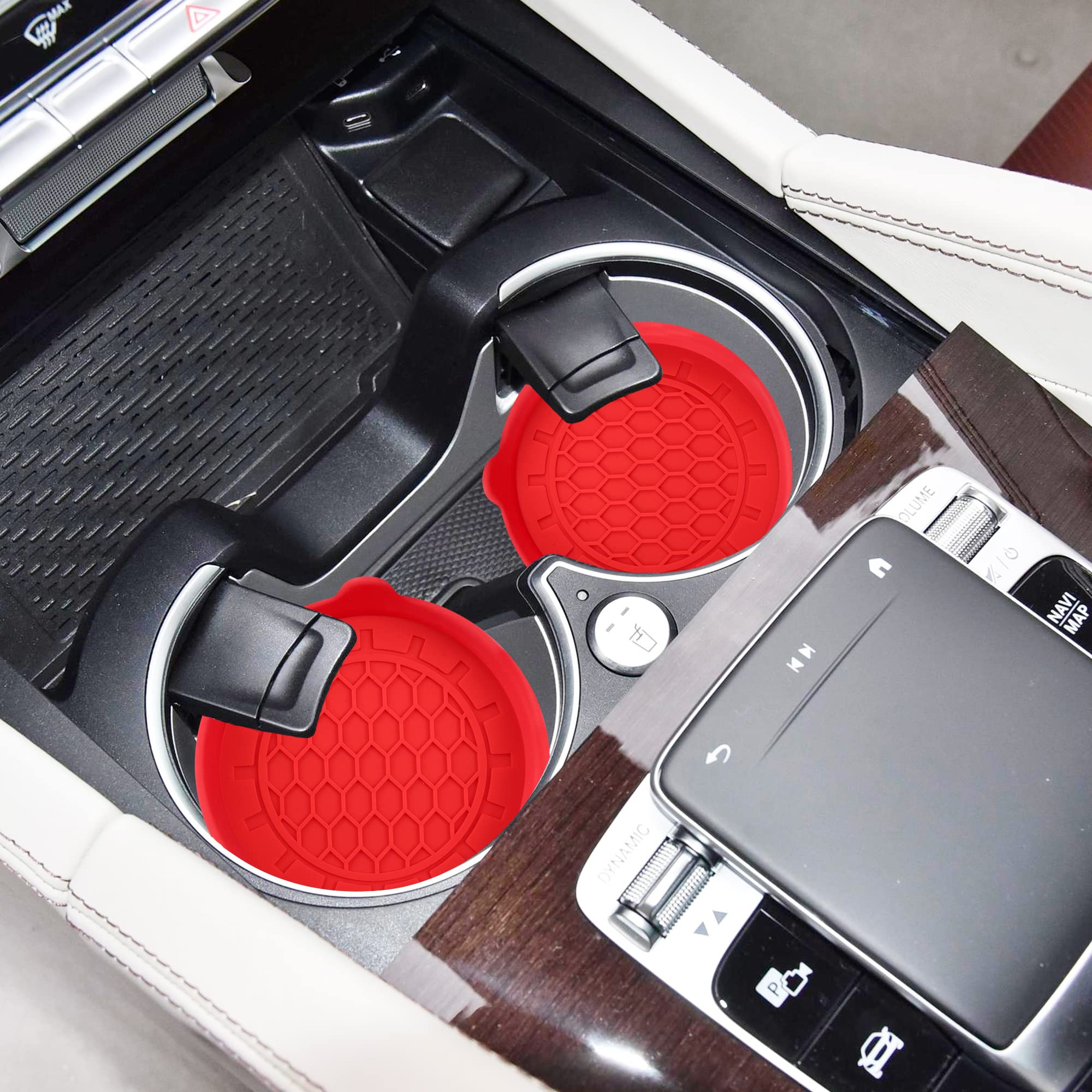 Amooca Automotive Cup Holders Universal Car Cup Coaster Waterproof Non-Slip Sift-Proof Spill Holder Car Interior Accessories 2 P