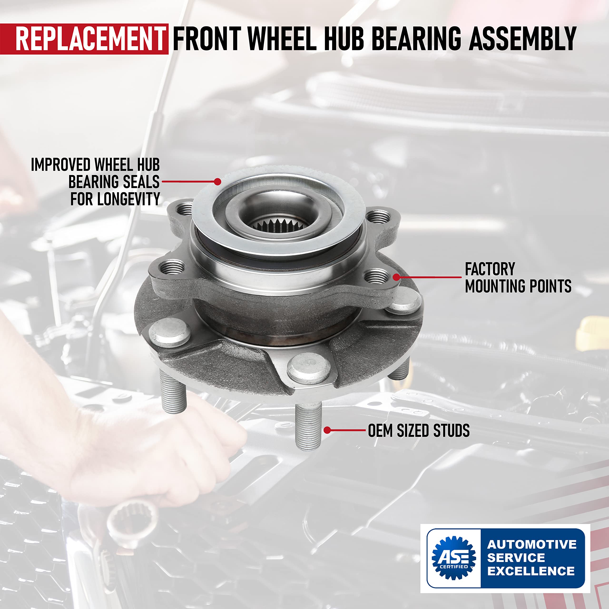 Replacement Front Wheel Hub Bearing Set Of 2 - Compatible With Nissan - Rogue 2010-2013, Sentra 2.5L 2007-2012, 2014-2015 Rogue