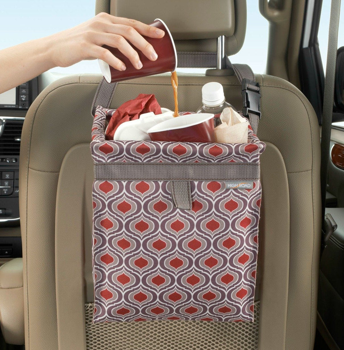 High Road Trashstash Hanging Car Trash Can And Garbage Bag With Push-Close Cover And Waterproof Bin For Cars, Suvs And Trucks (S