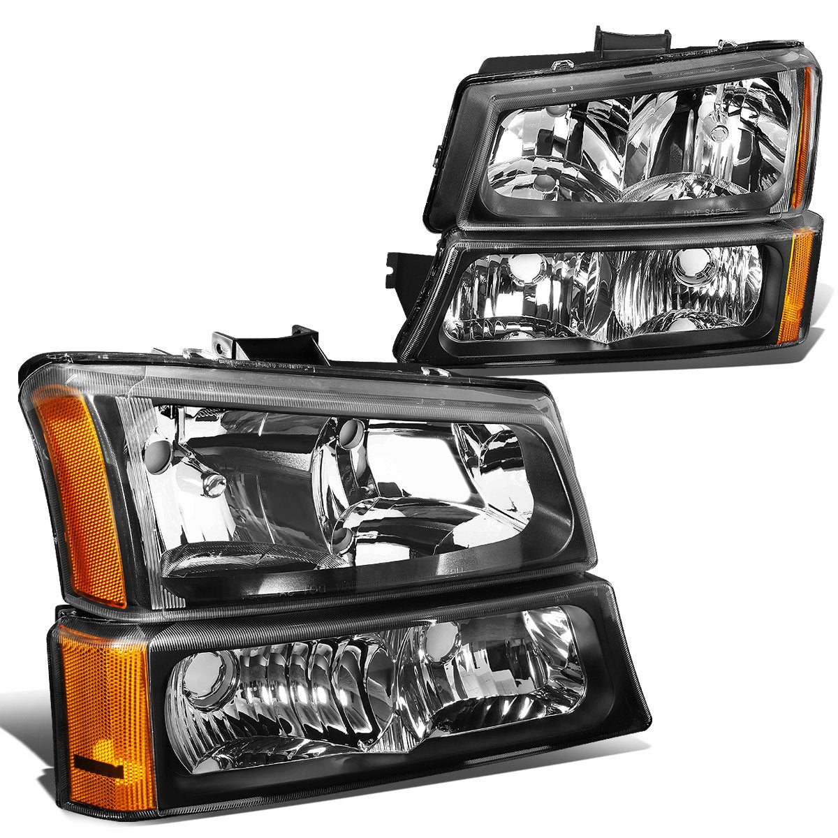 Dna Motoring Hl-Oh-Cs03-4P-Bk-Am Black Amber Headlights Compatible With 2003-2006 Chevy Silverado/Avalanche Fit Models Without F