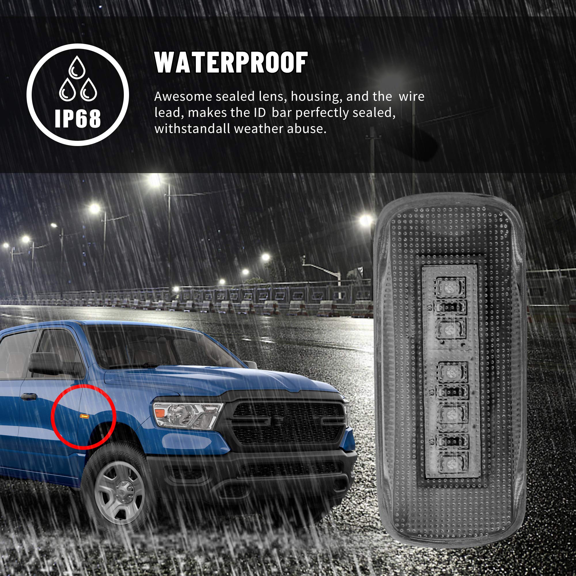 Basiker 5Led Side Marker Led Lights For 2010-2018 Dodge Ram 2500 Hd 3500 4500 5500 Heavy Duty Dually Trucks Rear Wheel Bed Fende