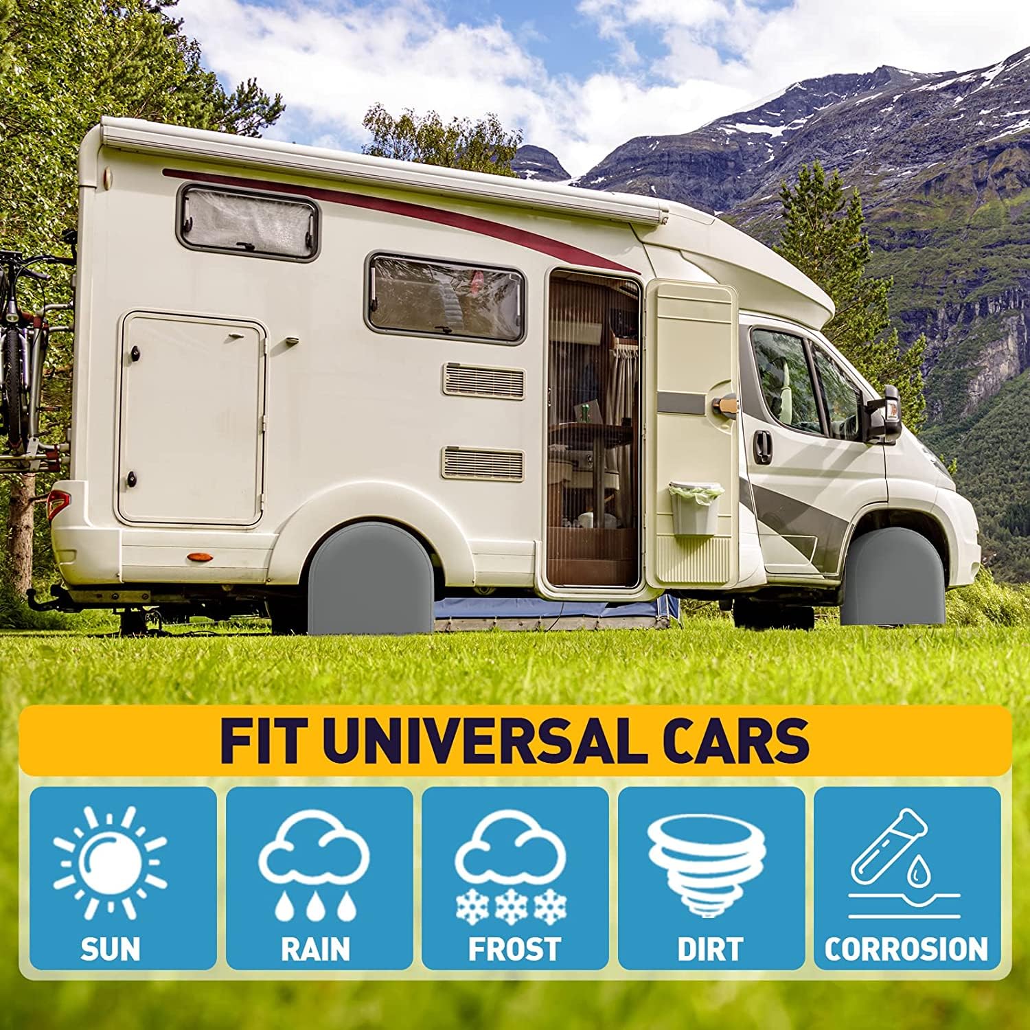 K-Musculo RV Tire Covers 2-Pack, Waterproof Wheel Covers for RV Wheel Travel Trailer Camper Truck SUV, Fit 33-35 Inch Tire Diame