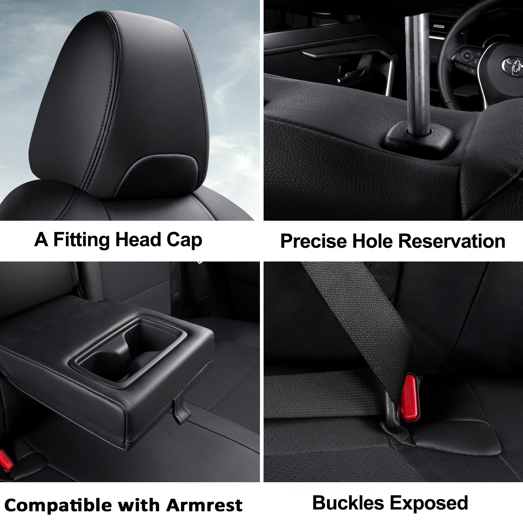 GIANT PANDA Customized Full Set Car Seat Covers Fit for Toyota RAV4 Hybrid LE/Hybrid Limited/Hybrid XLE/Hybrid XLE Premium 2019