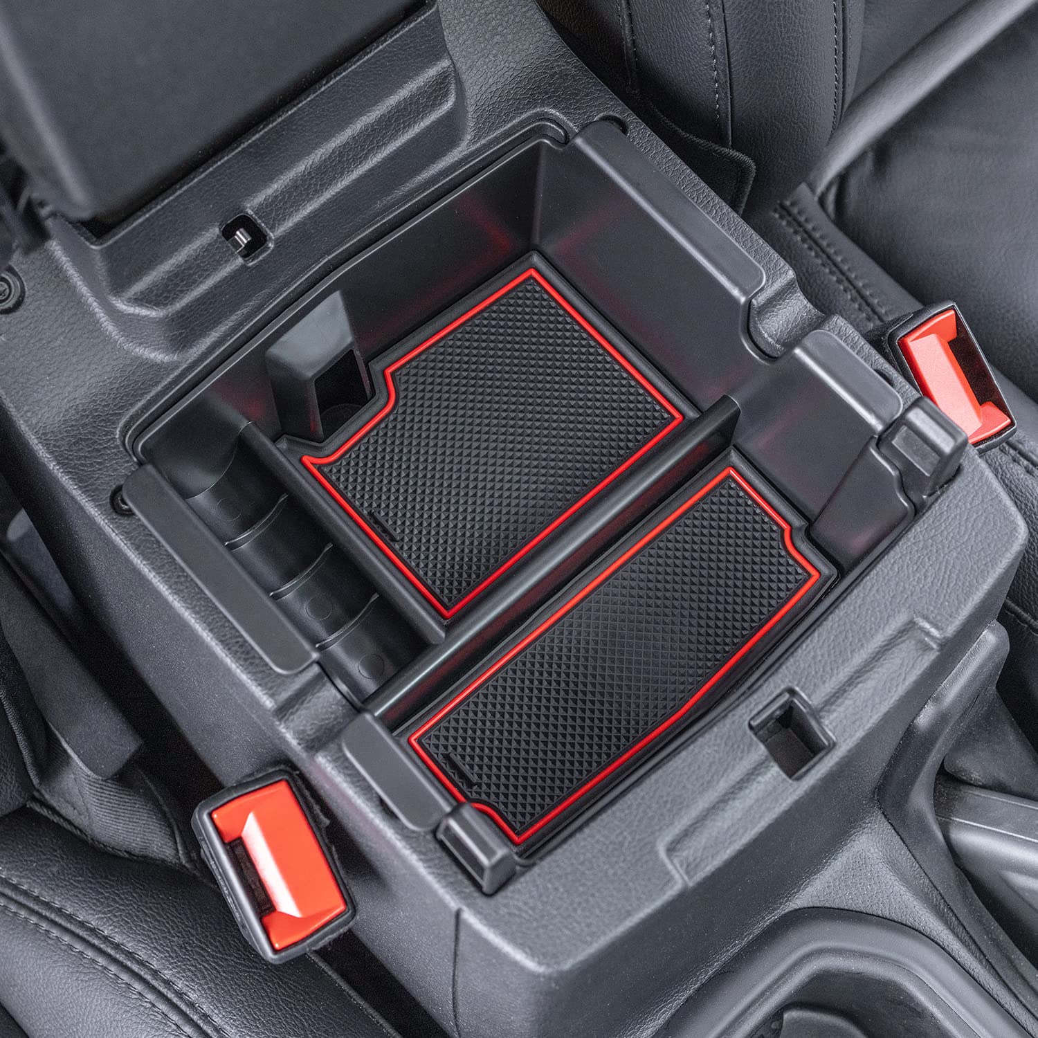 Pimcar Compatible With Jeep Wrangler Jl/Jlu 2018-2024 & Jeep Gladiator Jt 2020-2023 Center Console Organizer Armest Storage Tray (Not For Jk/Jku)-Red Trim