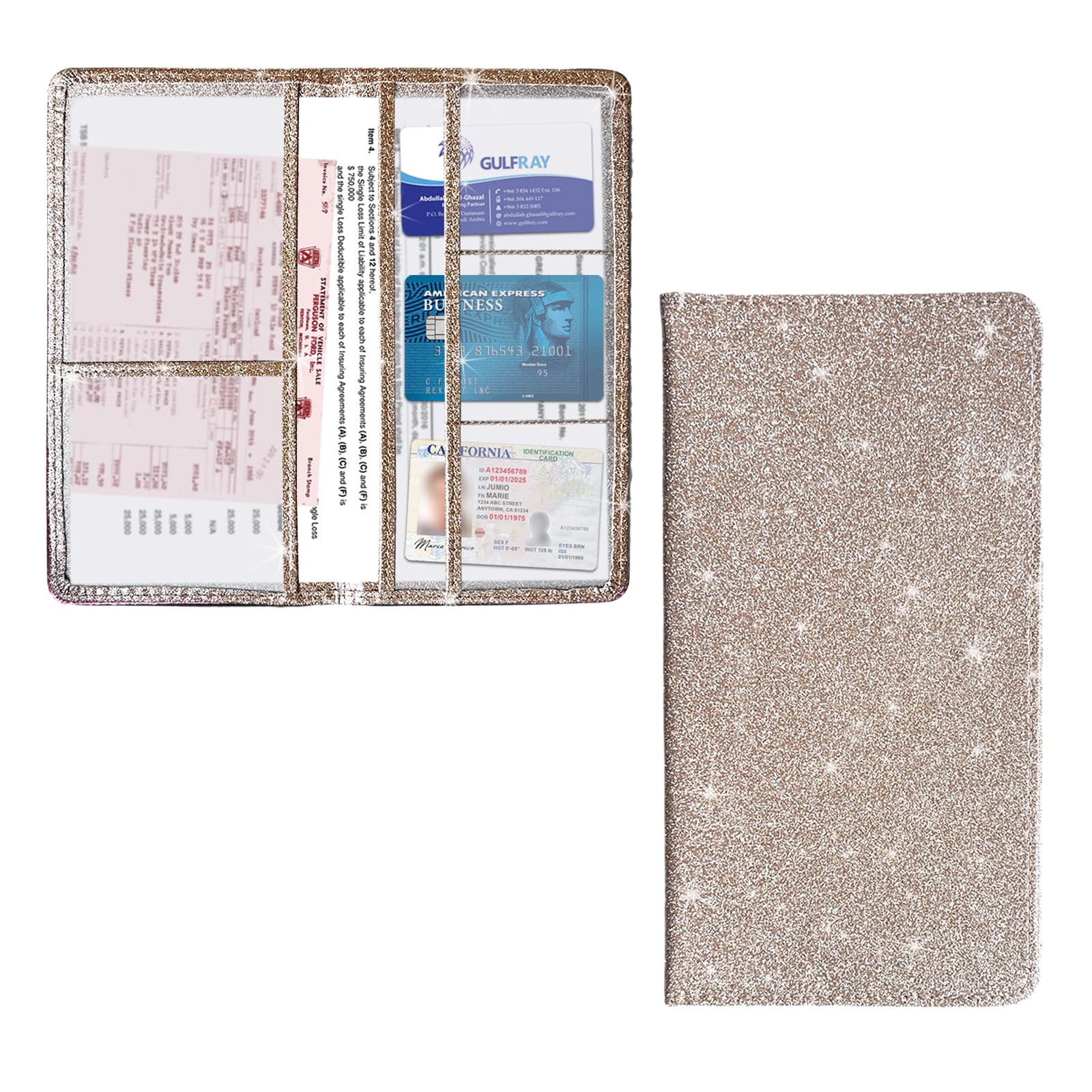 Kewucn Car Registration And Insurance Holder, Leather Auto Glove Box Organizer, Vehicle Compartment Accessories Case For Cards,