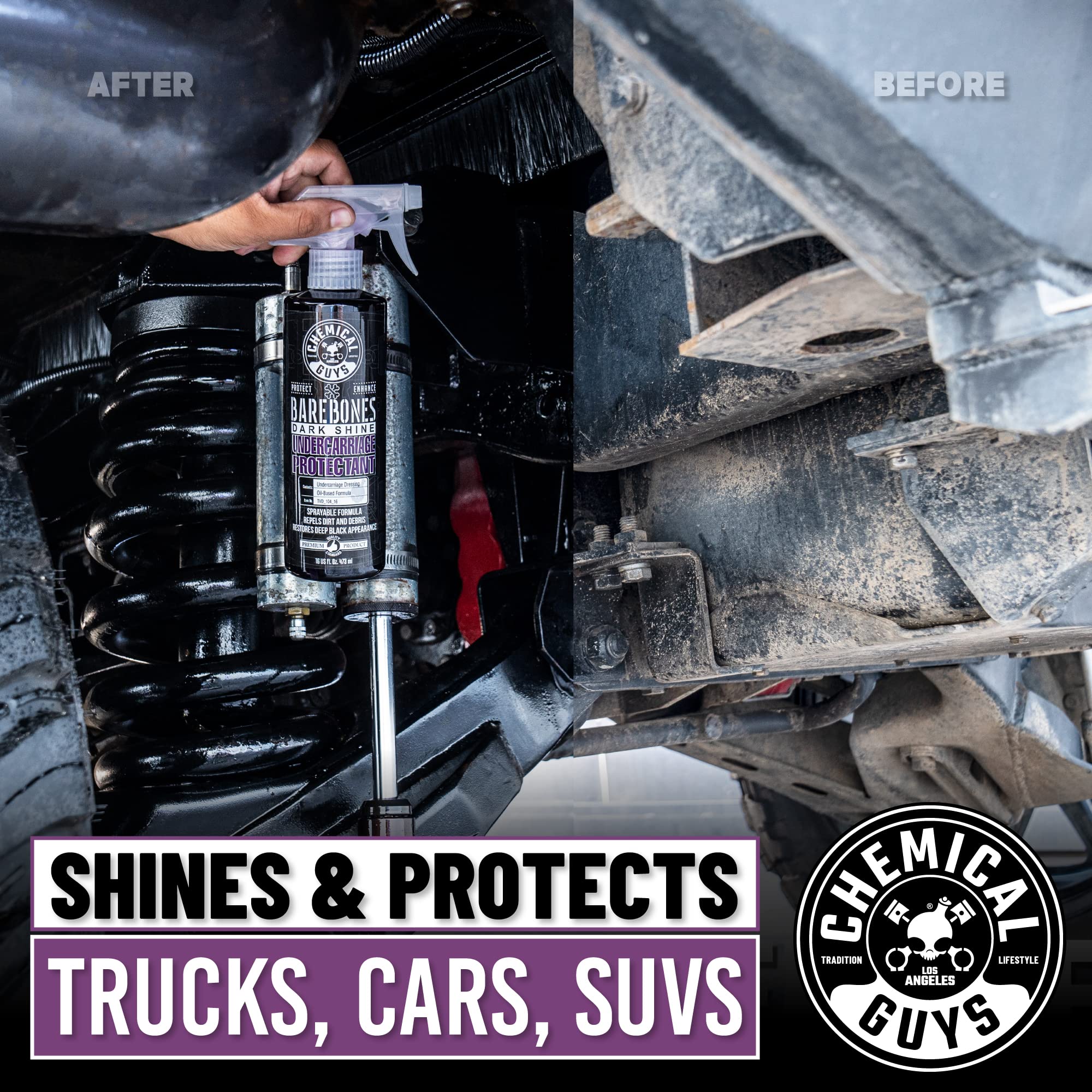 Chemical Guys Tvd_104_1602 Bare Bones Premium Dark Shine Spray For Undercarriage, Tires And Trim, Safe For Cars, Trucks, Motorcy