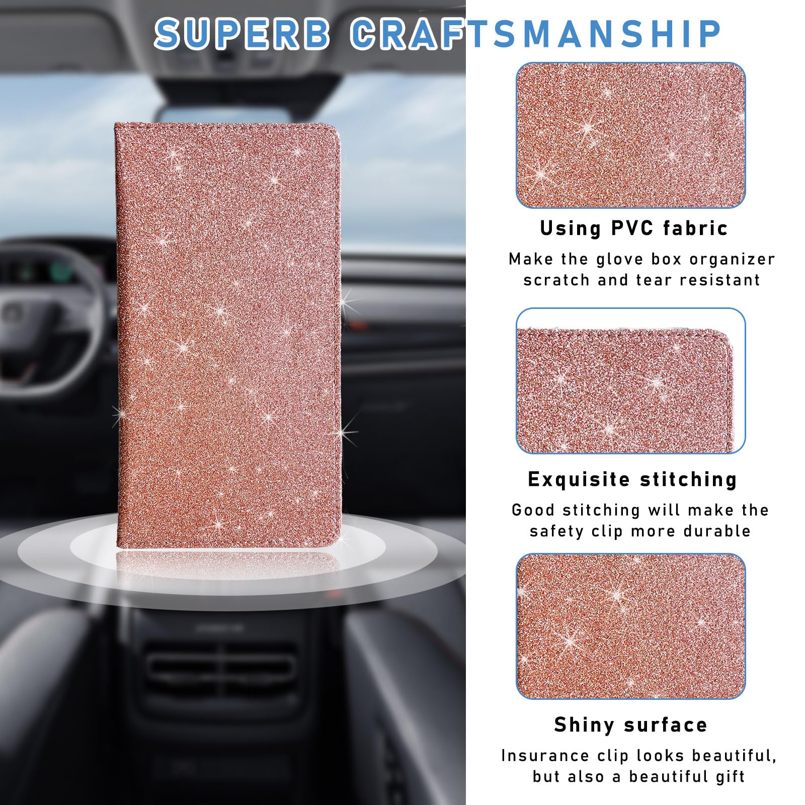 Ziciner Car Registration And Insurance Holder, Auto Card Document Glove Box Organizer With Magnetic Closure, Universal Vehicle I