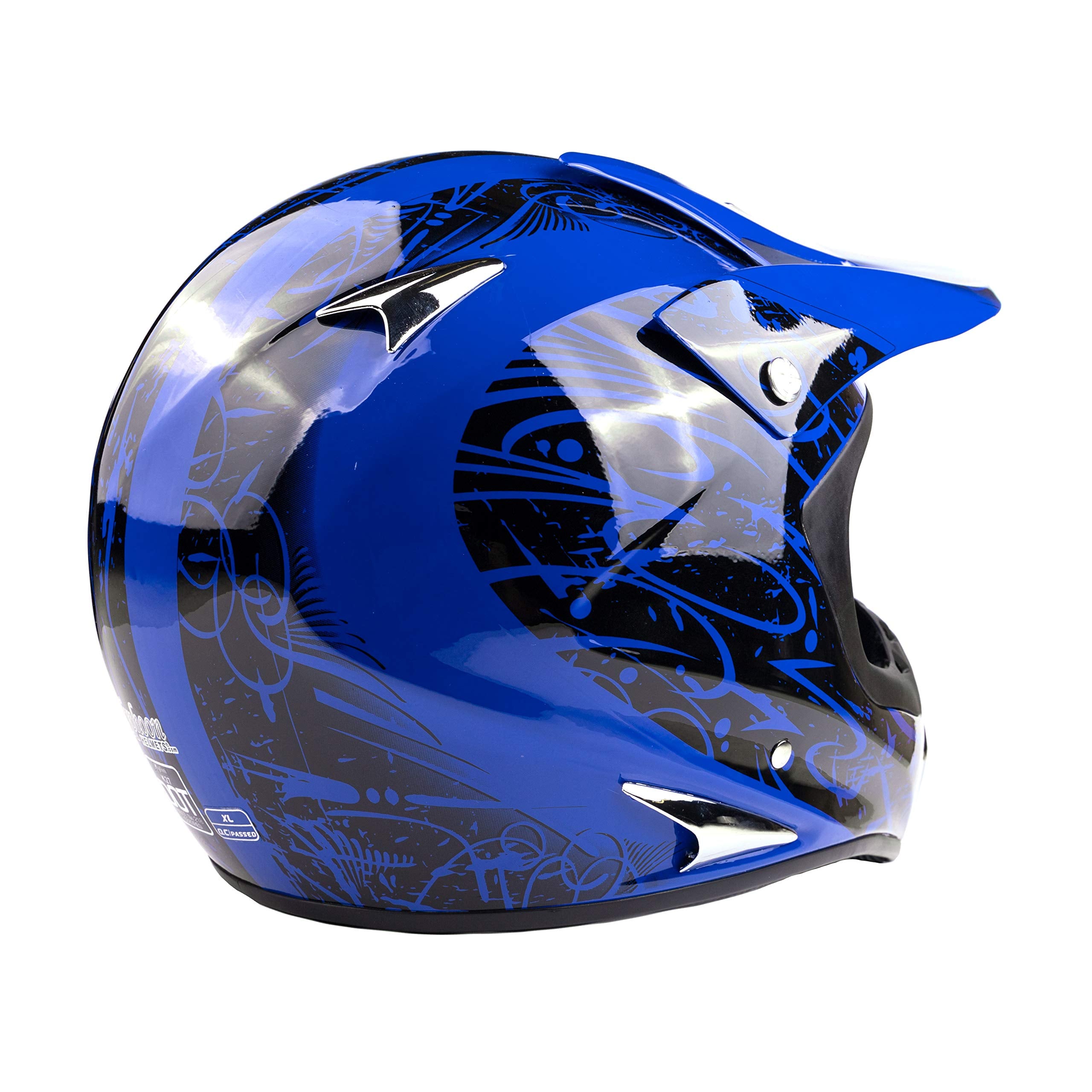 Typhoon Adult Atv Mx Helmet Goggles Gloves Gear Combo Blue ( Small )