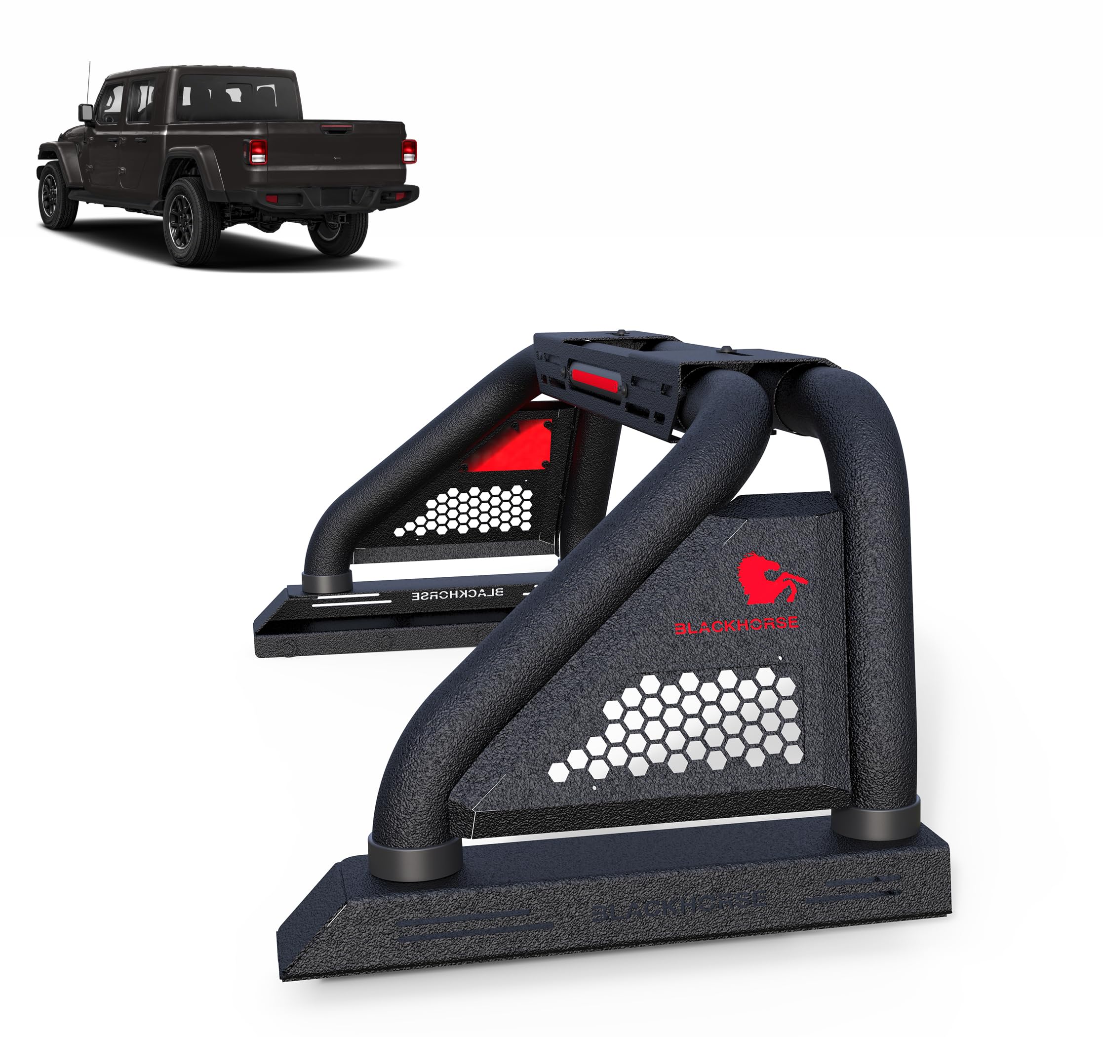 Black Horse Off Road Classic Pro Roll Bar Modular Textured Black Compatible With 2020-2023 Jeep Gladiator-Rb09Mt