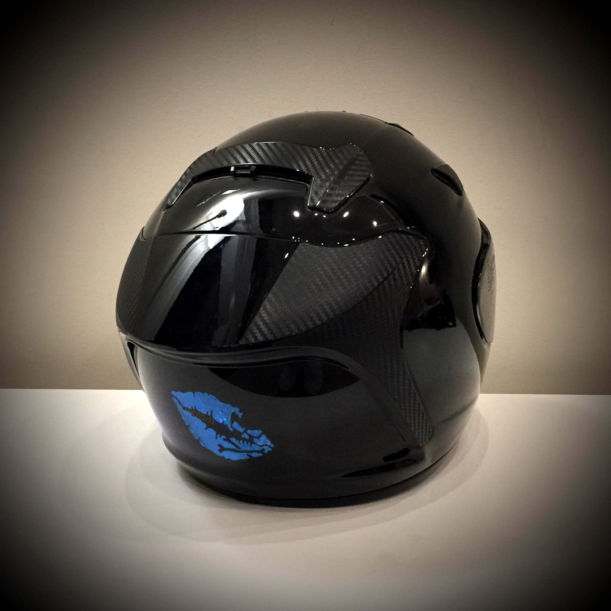 Customtaylor33 High Intensity Reflective Vinyl Death Kiss Skull Crossbones Lips Decal Bumper Sticker - Cars, Motorcycles, Helmets, Wind Screens, Laptops, Cellphones, (Blue, 12 Inch Wide)