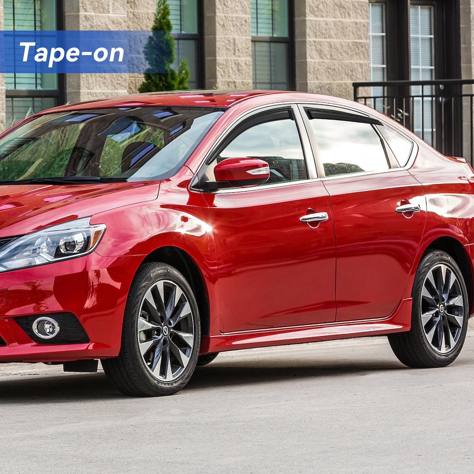 YQAUTEC Window Visors Rain Guards Shield for 2013-2019 Nissan Sentra, Window Wind Deflectors Vent Shades for 13-19 Sentra