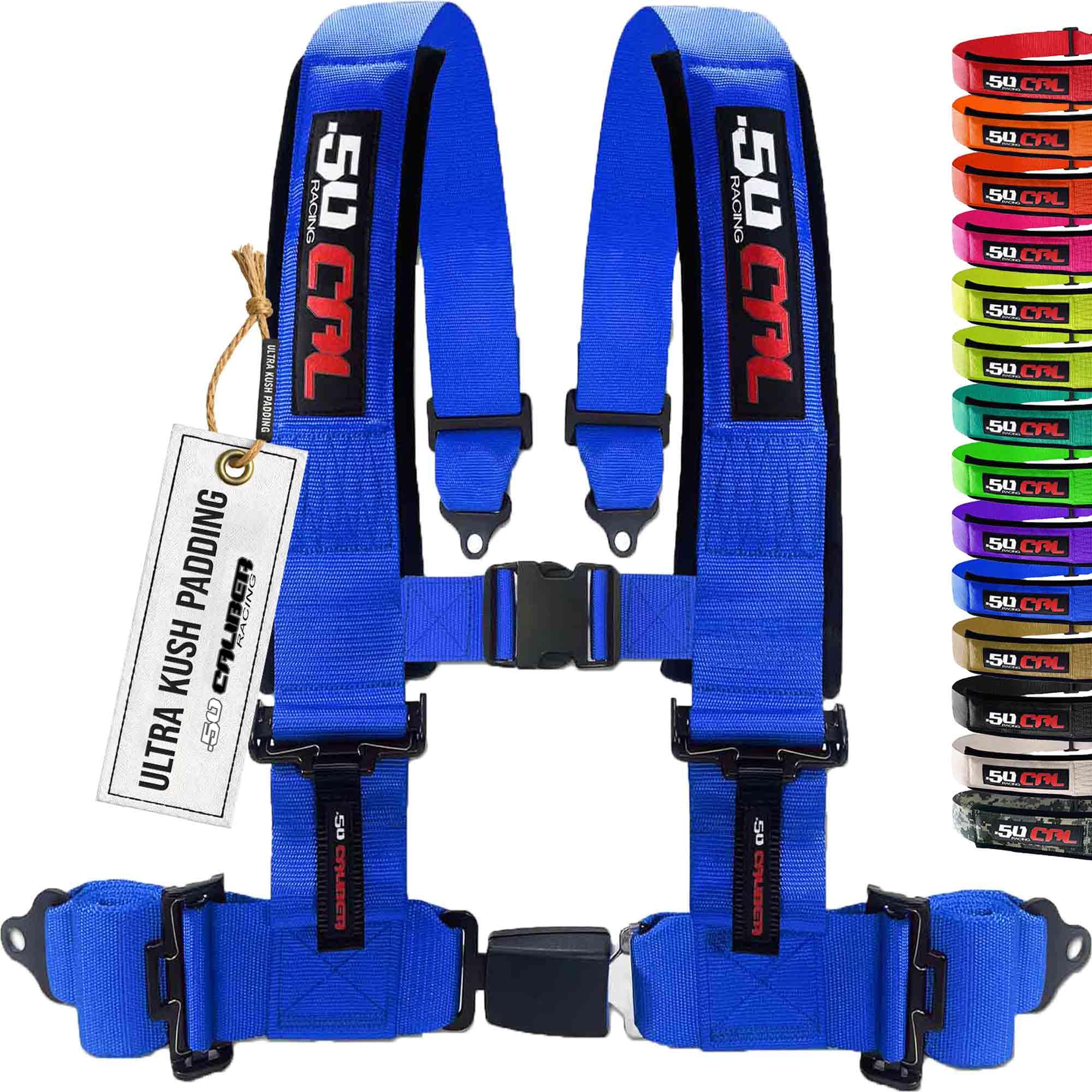 1pc Blue 4 Point Harness for Bucket Seat, 2 Belts, Push Button Release, Racing Harness, Race Car, Off Road Vehicle, UTV, RZR, 10