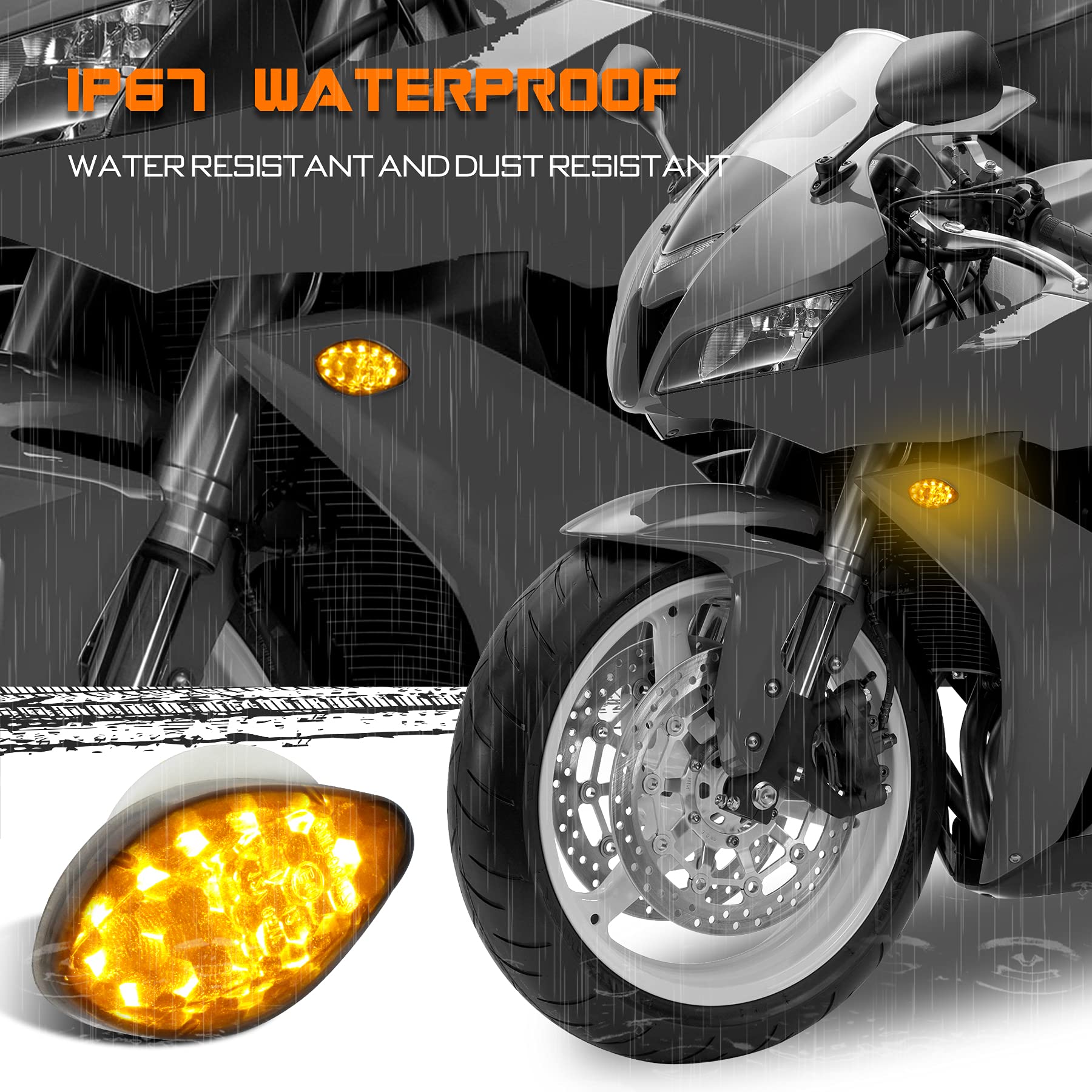 QUASCO Flush Mount Turn Signals Led Smoked Motorcycle Blinkers Compatible with Honda CBR1000RR CBR600F4I CBR600F4 CBR600RR CBR92