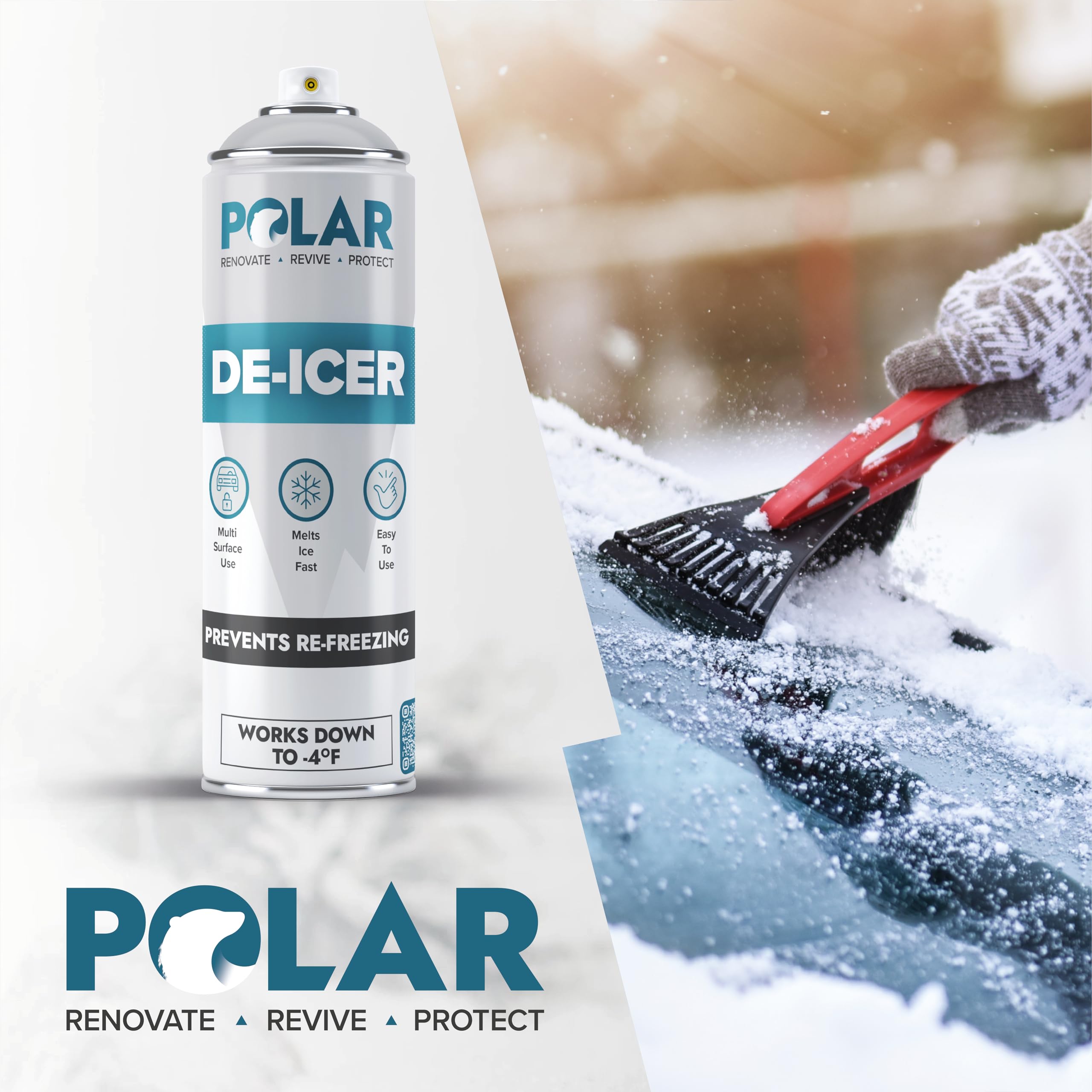 Polar De-Icer Spray For Car Windshield - 6 X 17 Oz | Fast-Acting & Stops Re-Freezing | Instantly Melts Ice And Frost At -4F | Sp