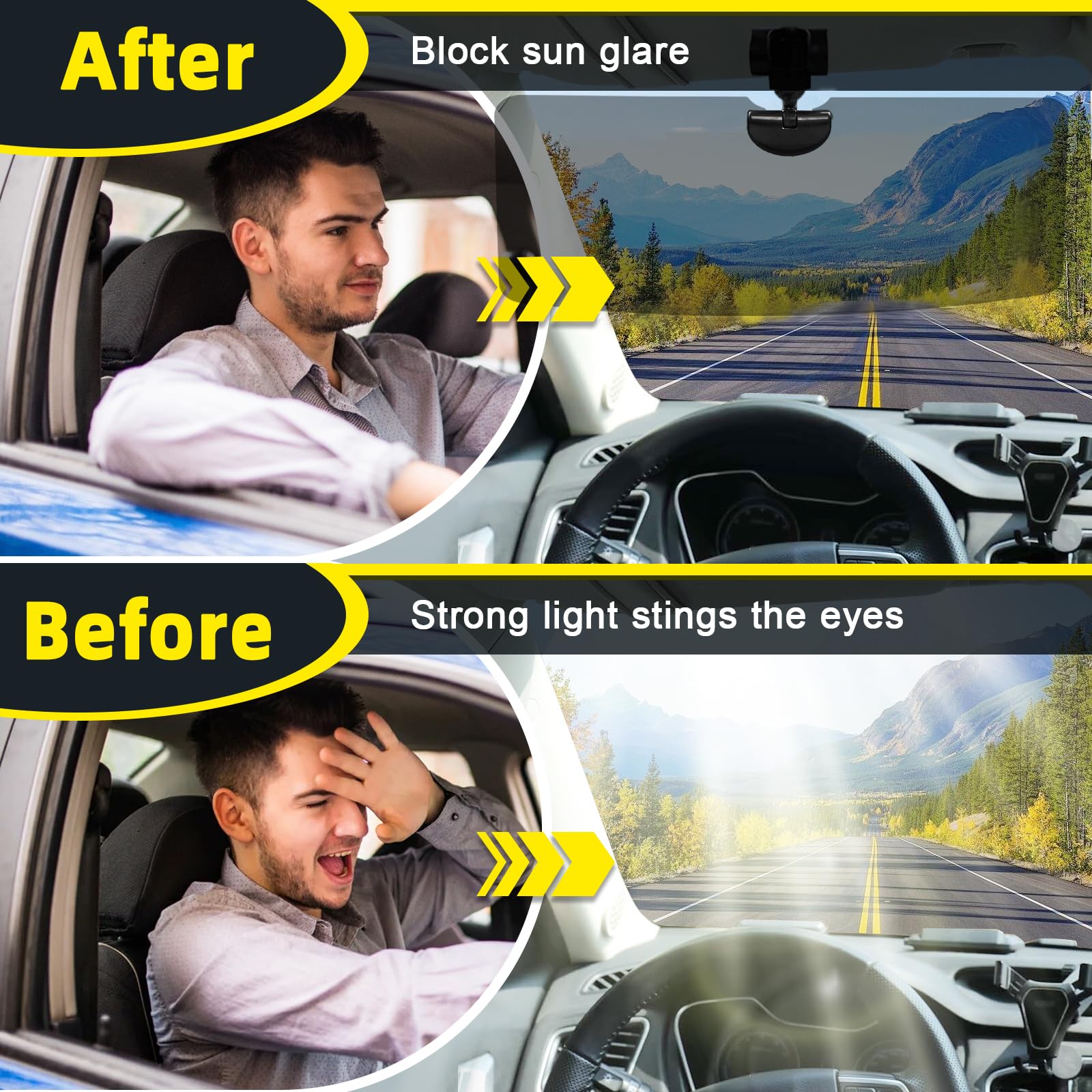 DOOUBAO Sun Visor for SUV, Sun Visor Extender for Car Easy to Install, UV400 Anti-Glare Protects from Glare, UV Rays, Snow Blind