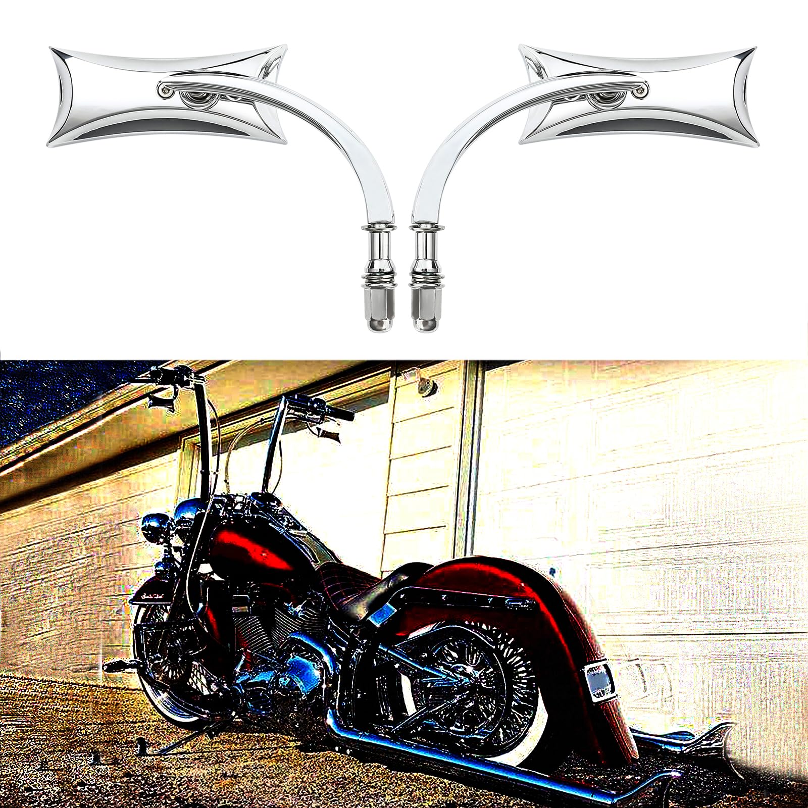 Black Sportster Mirrors For Harley Road King Street Electra Glide Road Glide Dyna Softail Rearview 1982-2018 2019 2020 (Chrome#4