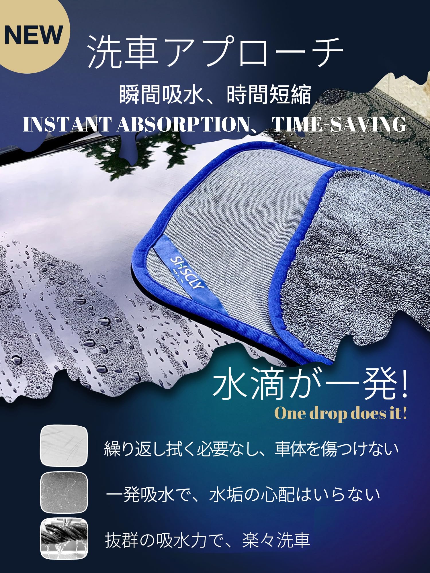 SHSCLY Microfiber Car Wash Towel, 1 Piece 29'' x 33'', 1 Piece 20'' x 24''