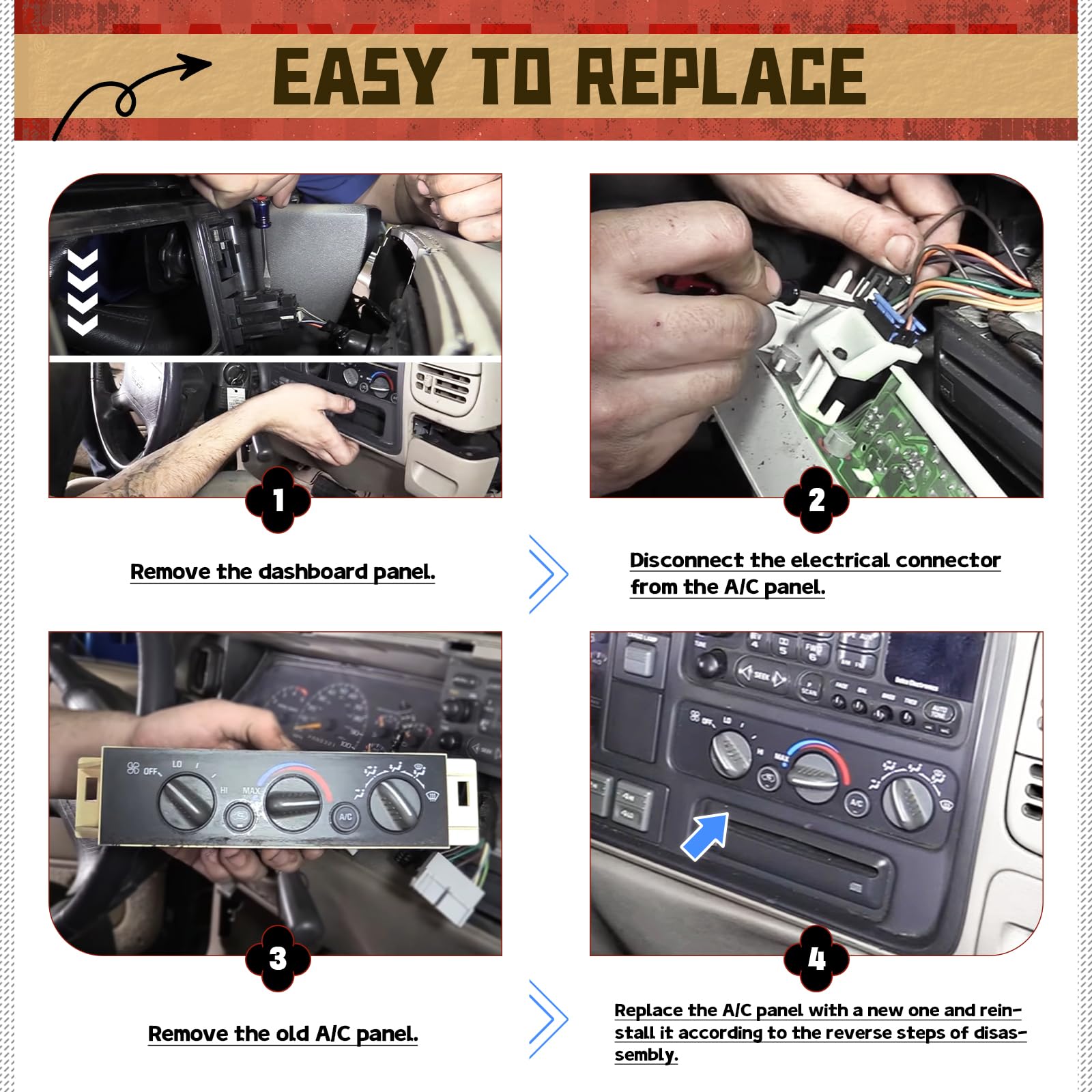 599-007 AC Heater Control Panel Climate Control Module Switch Without Rear Window Defogger for Chevy Truck GMC C1500 C2500 C3500