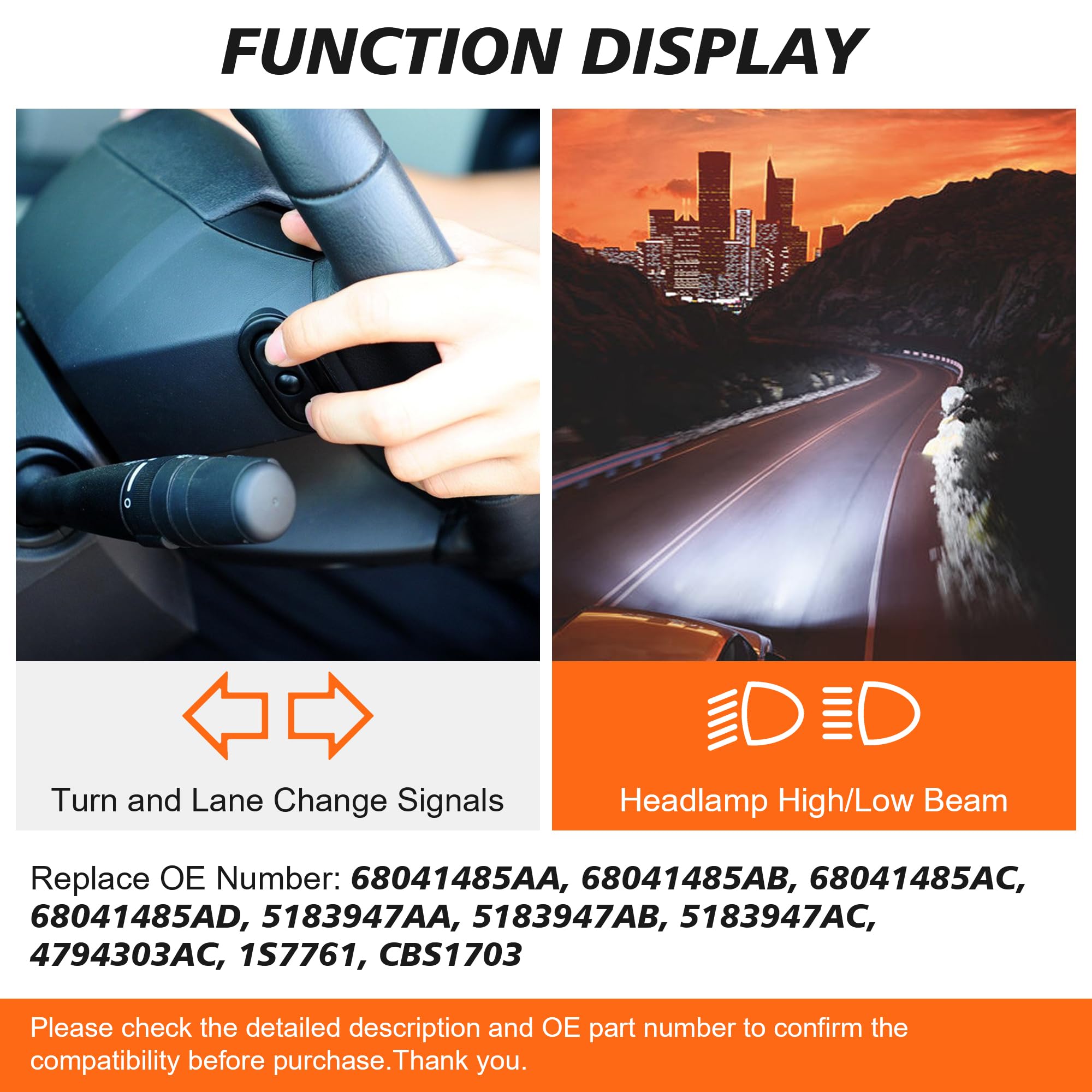 Turn Signal Switch Multifunction Control Compatible With Jeep Wrangler Compass Pt Cruiser Grand Cherokee Commander Dodge Journey