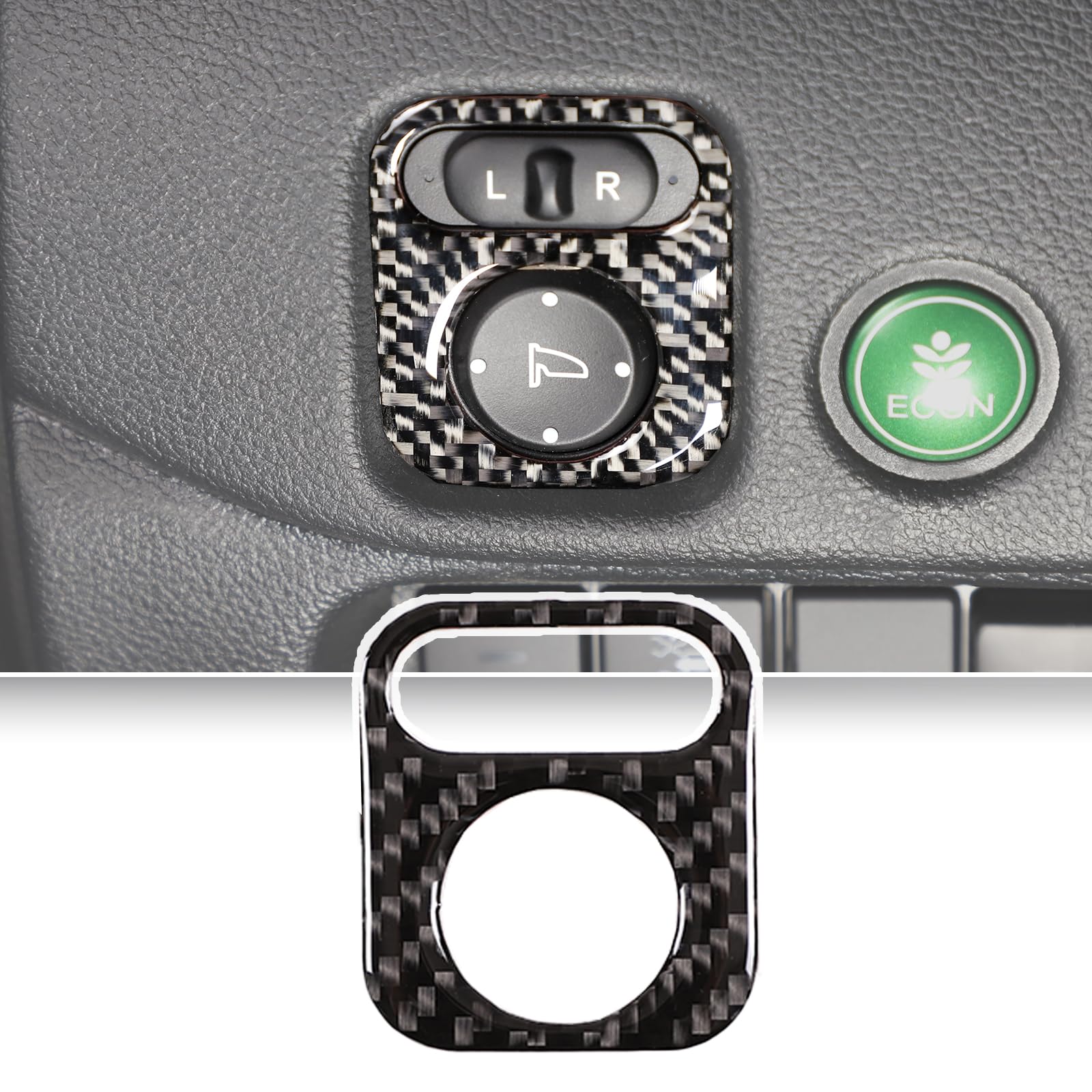 Car Door Rearview Mirror Adjustment Button Frame Sticker For Honda Pilot 2016-2022/Ridgeline 2017-2023/Passport 2019-2023, Rearview Mirror Adjustment Switch Panel Trim Cover, Carbon Fiber, Black