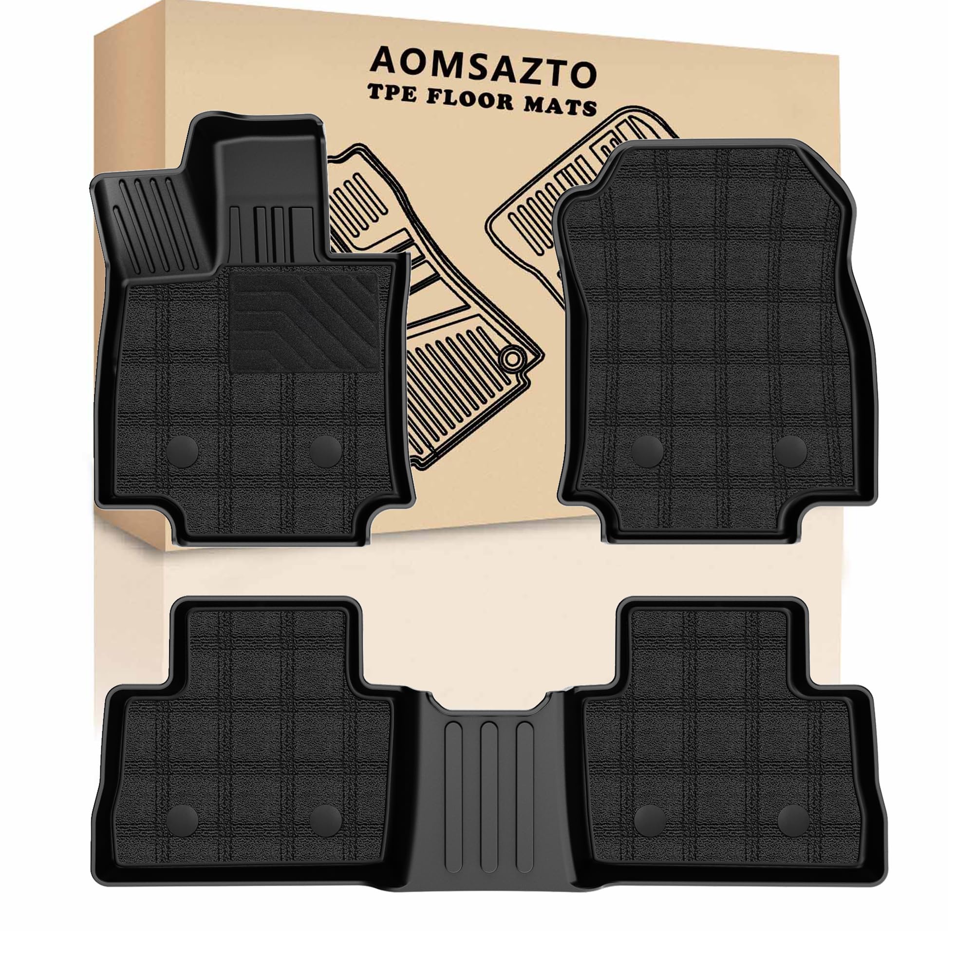 Aomsazto Floor Liners Compatible With Toyota Venza 2021-2025 & 2019-2025 Toyota Rav4: All Weather Automotive Double Layer Floor