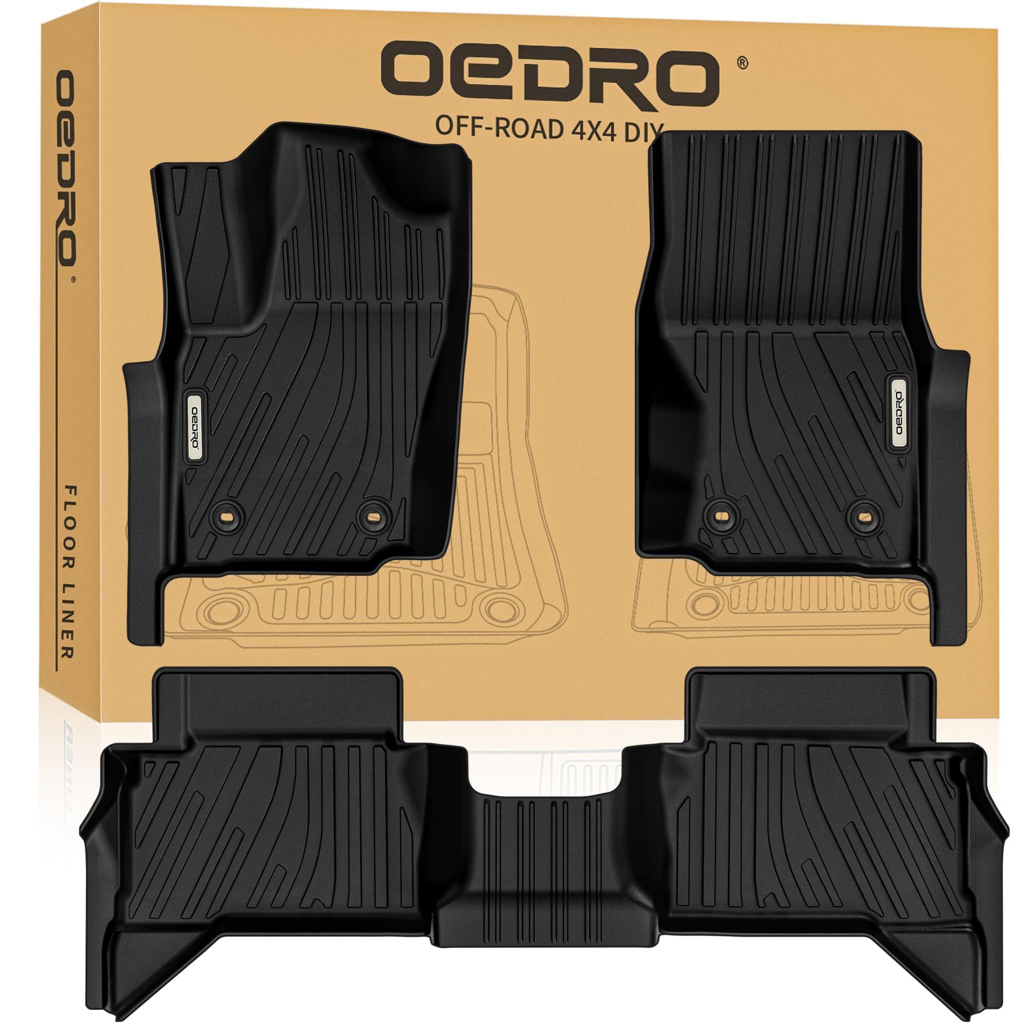 Oedro All Weather Floor Mats Fit For Toyota Tacoma 2024 2025 Double Cab (Not For Hybrid), Custom Fit Tpe Floor Liners For Tacoma