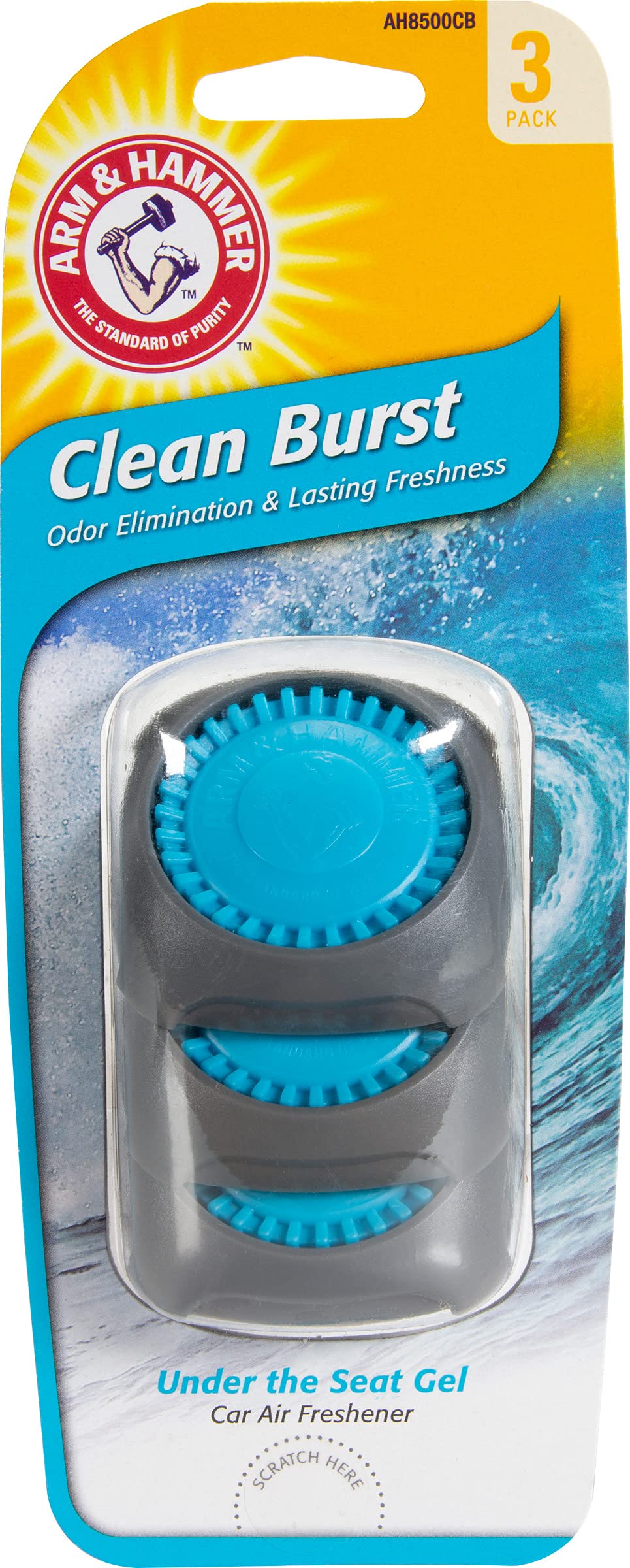 Arm & Hammer Ah8500Cb Under The Seat Air Freshener, Clean Burst, 3 Pack, Lilac