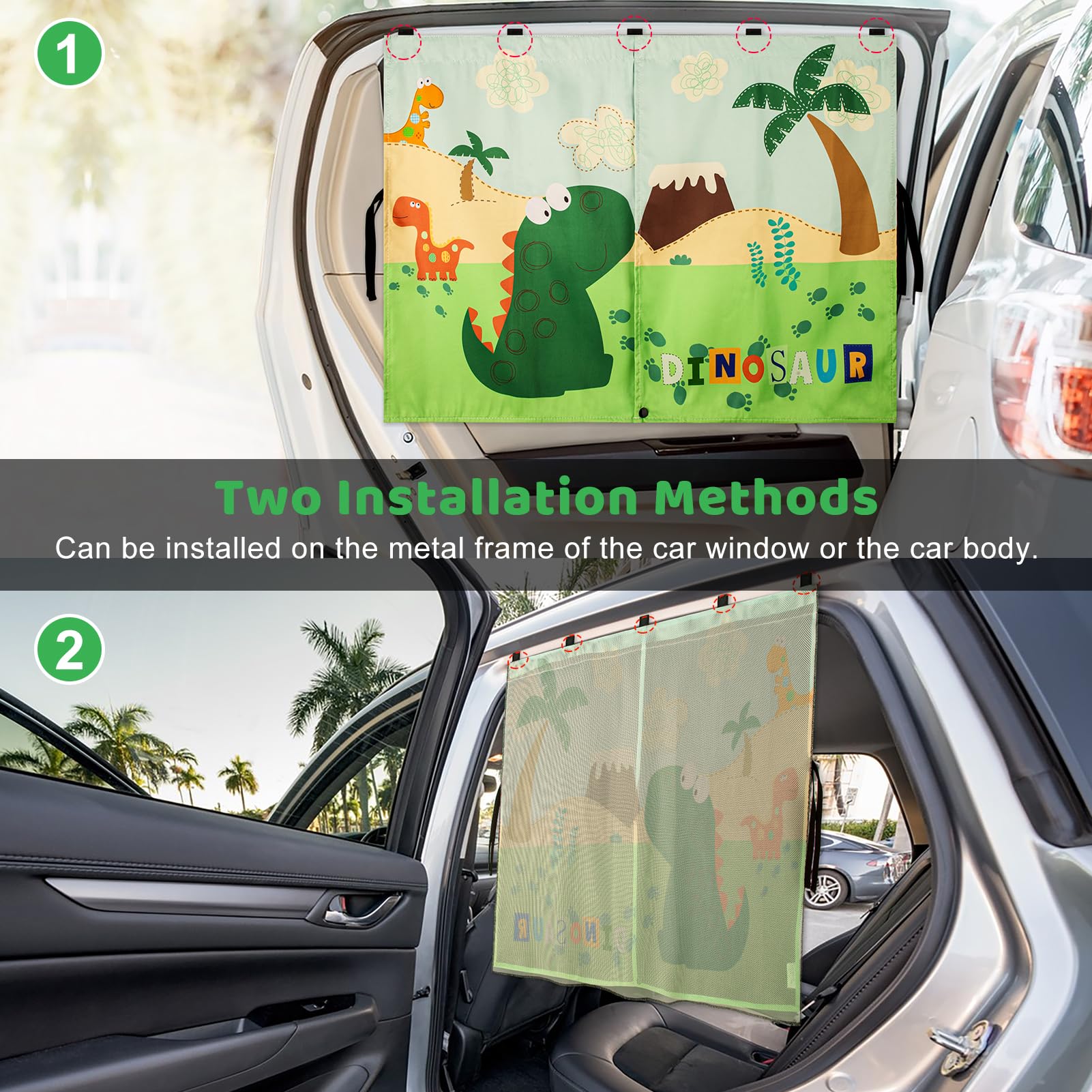 Car Window Shades With Cute Patterns, 2Pcs Magnetic Car Curtains For Privacy Protection Full Covers/Half Shade Options, Auto Sun