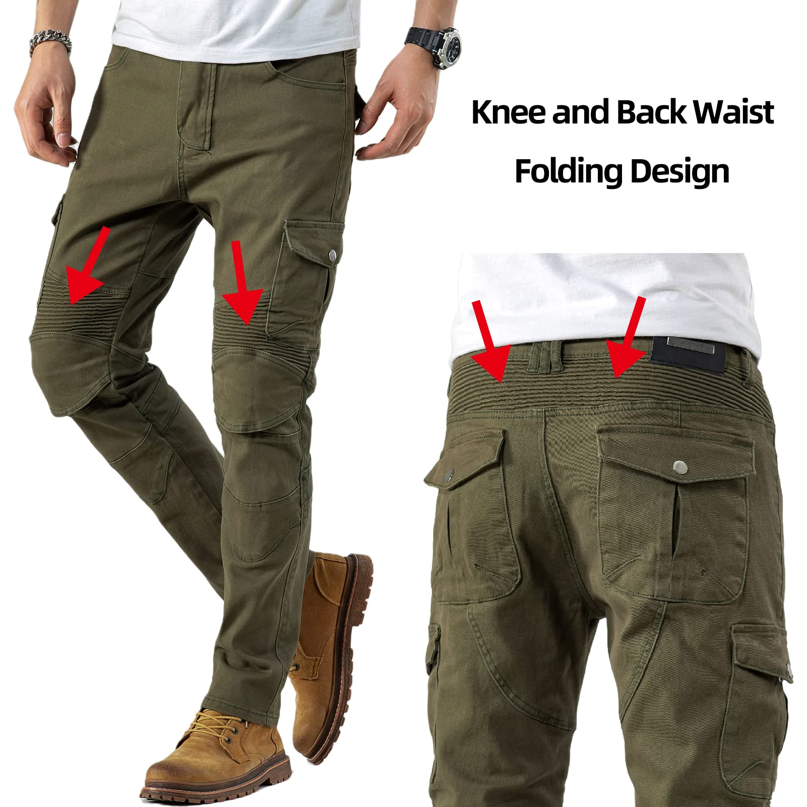 Ctbqitom Motorcycle Pants For Men Motocross Riding Pants Motorbike Riding Denim Jeans Adventure Trousers With Ce Armor Pads,Army