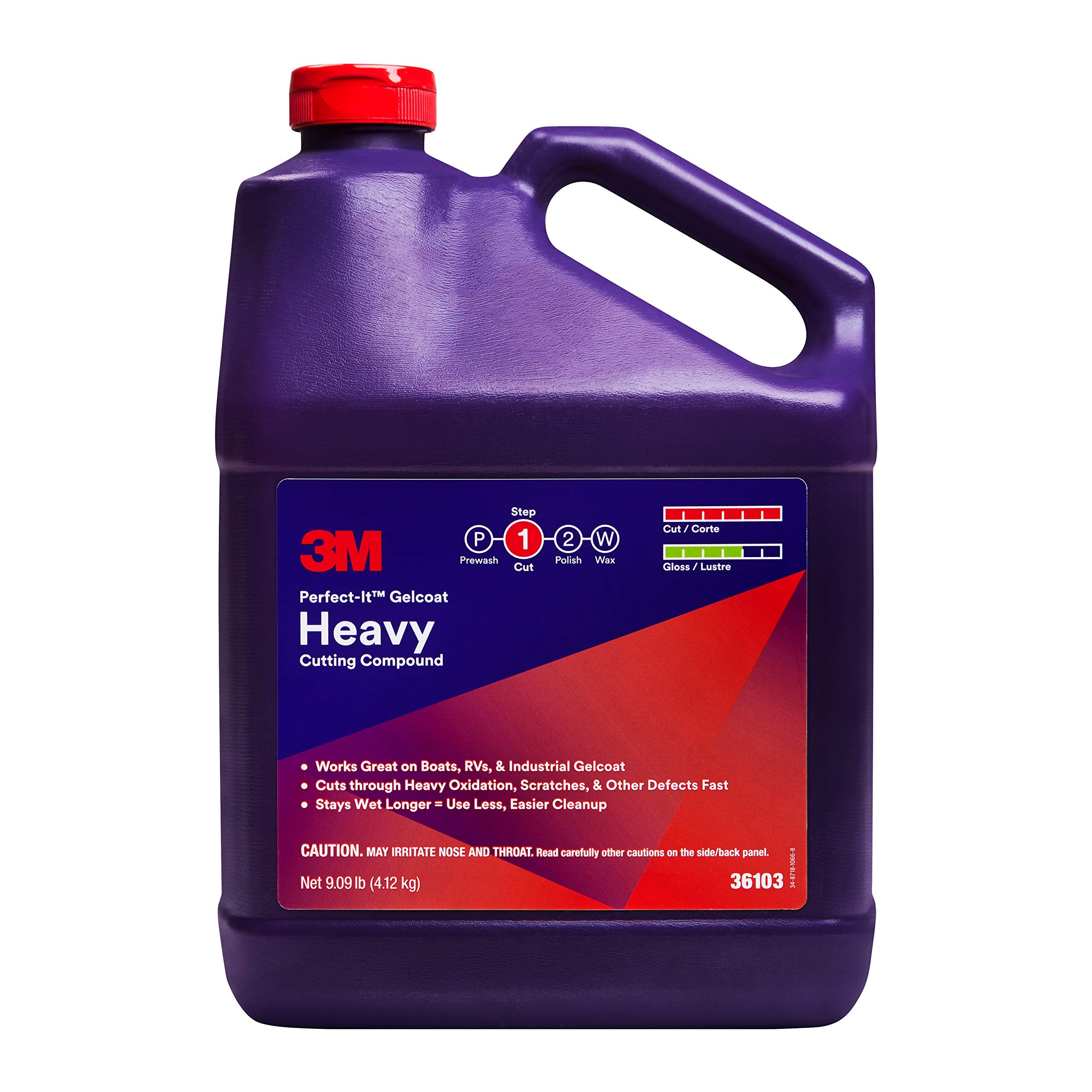 3M Perfect-It Gelcoat Heavy Cutting Compound, 36103, 1 Gallon, Fiberglass Oxidation Remover for Boats and RVs