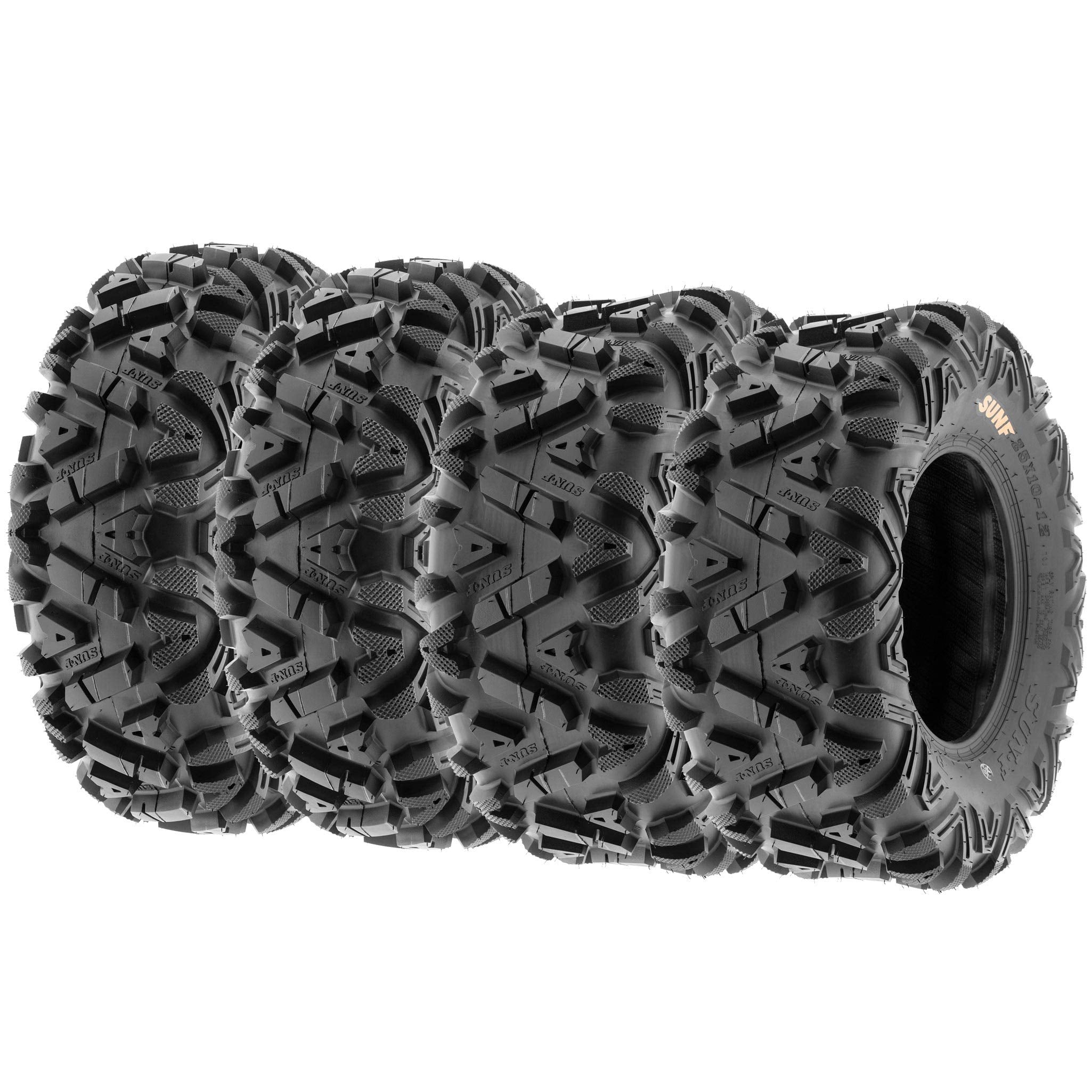 Set of 4 SunF Power.I AT 26x8-12 Front & 26x10-12 Rear ATV UTV all-terrain Tires, 6 PR, Tubeless A033